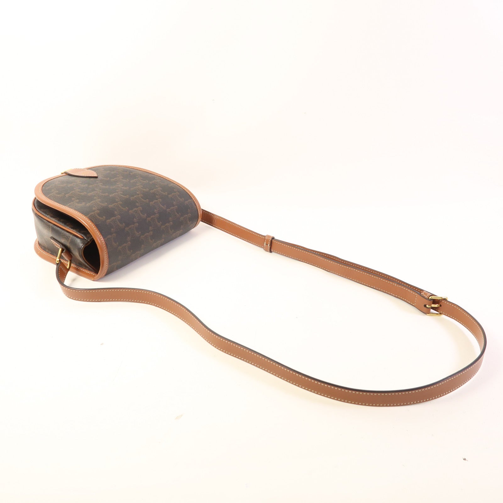 CELINE 塗層帆布Folco金扣肩背袋