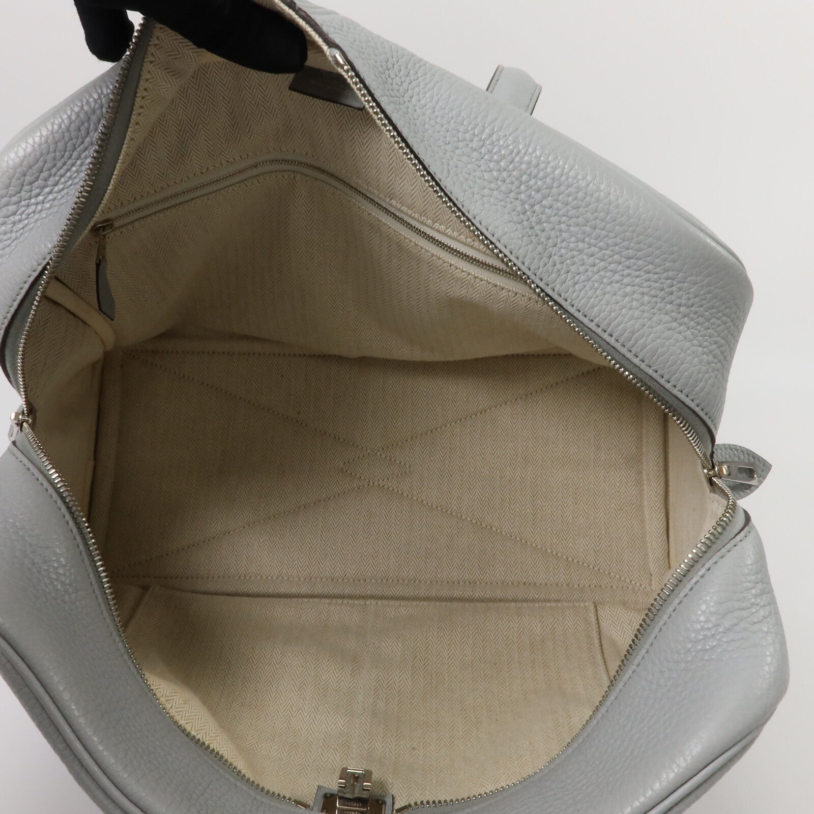 HERMES Clemence皮革Victoria 35手挽袋Bleu Pale