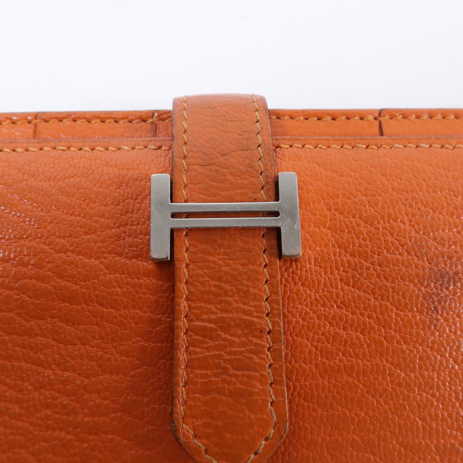 HERMES Chevre皮革Bearn Long Wallet銀包Feu