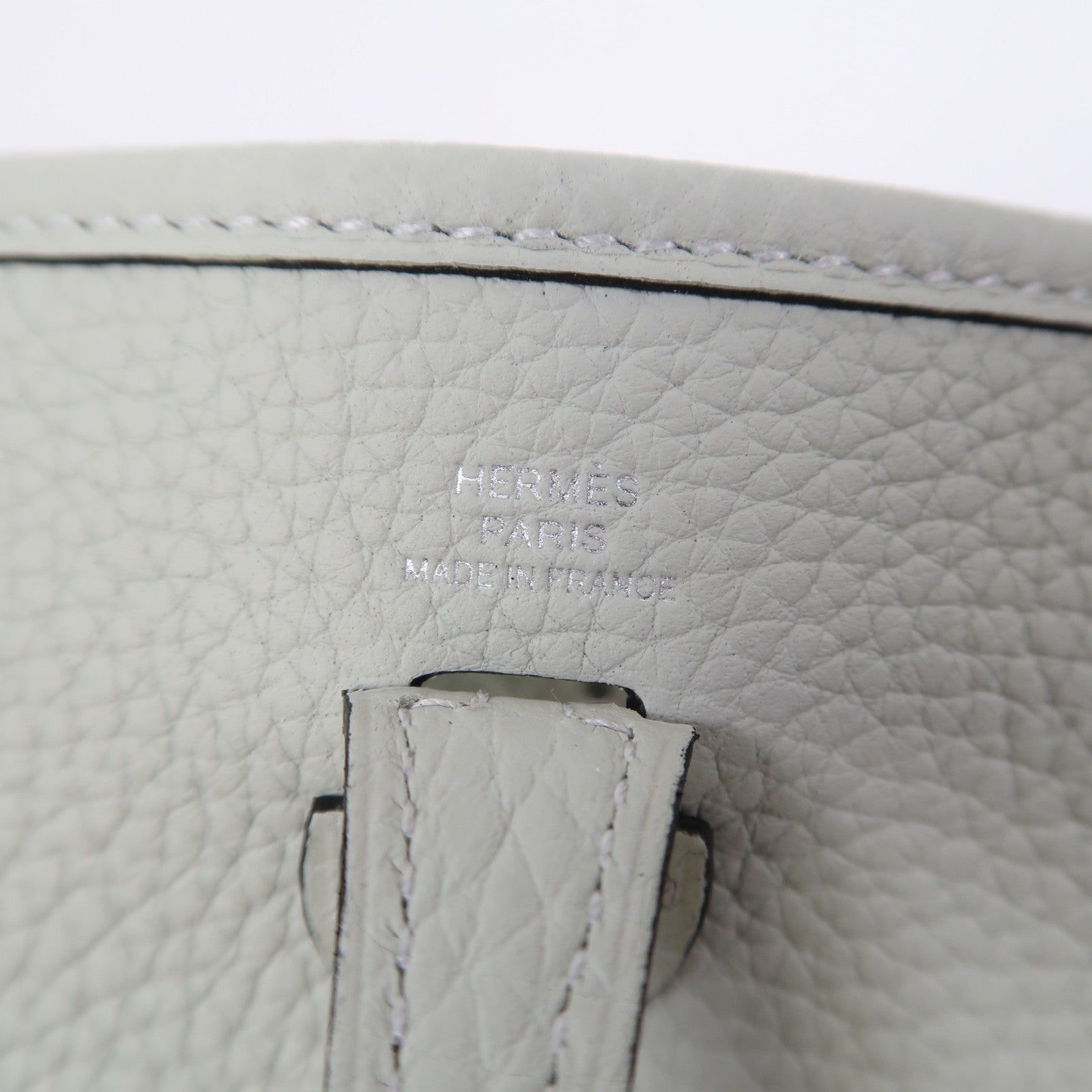 HERMES Clemence皮革Evelyne TPM銀扣肩背袋灰色