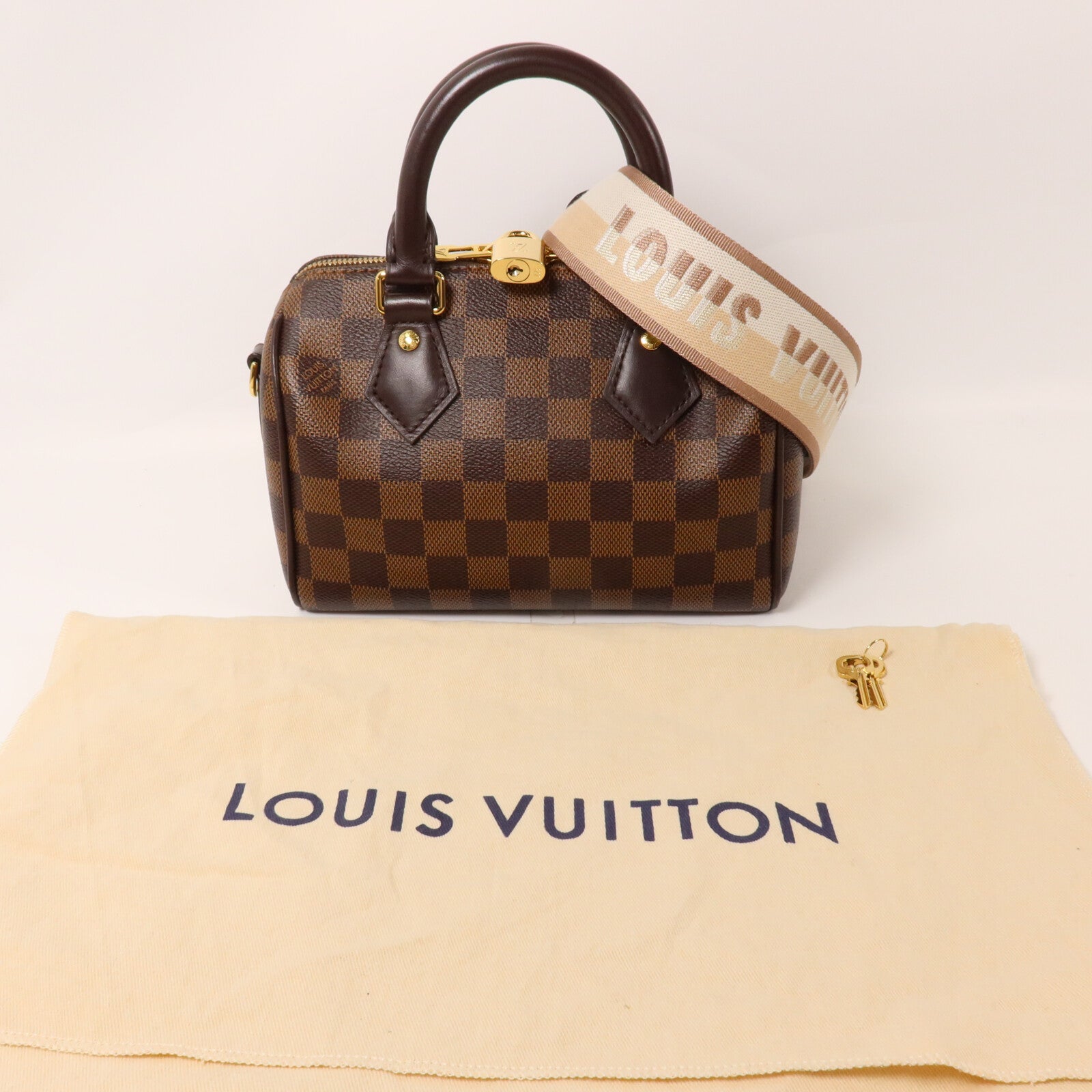 LOUIS VUITTON Damier Speedy Bandouliere 20手挽肩背兩用袋