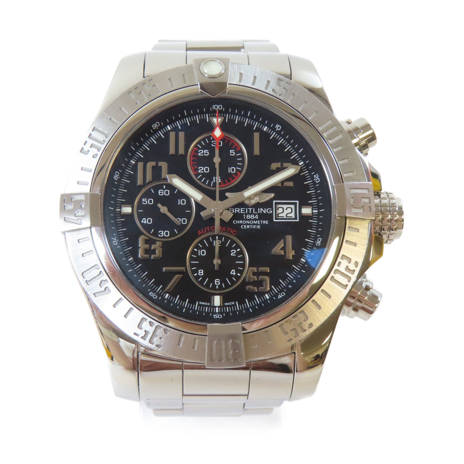 BREITLING Super Avenger II不鏽鋼手錶自動機芯黑色