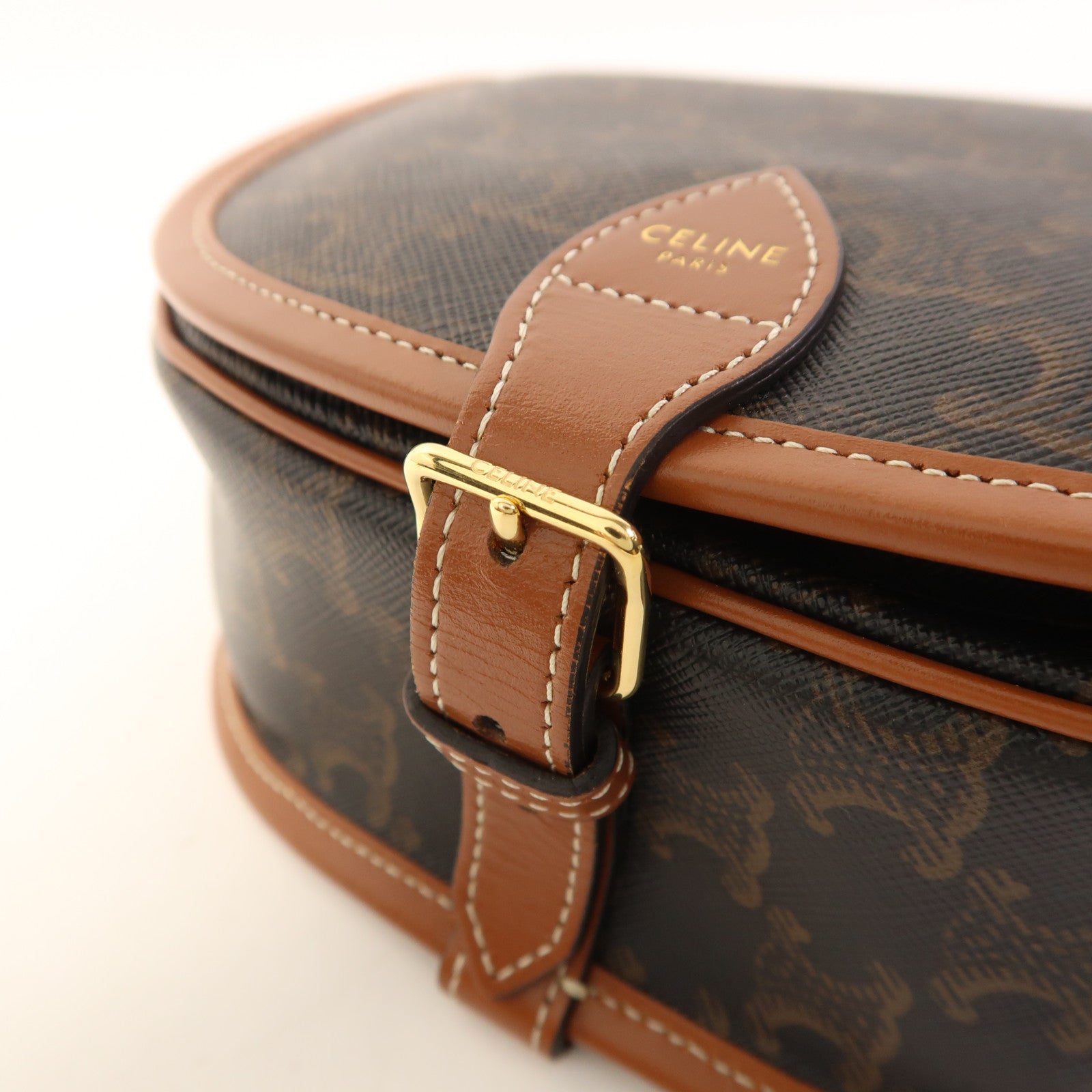 CELINE 塗層帆布Folco金扣肩背袋