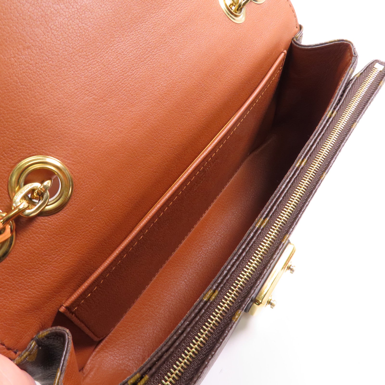 LOUIS VUITTON Monogram Marceau金扣鏈帶肩背袋棕色