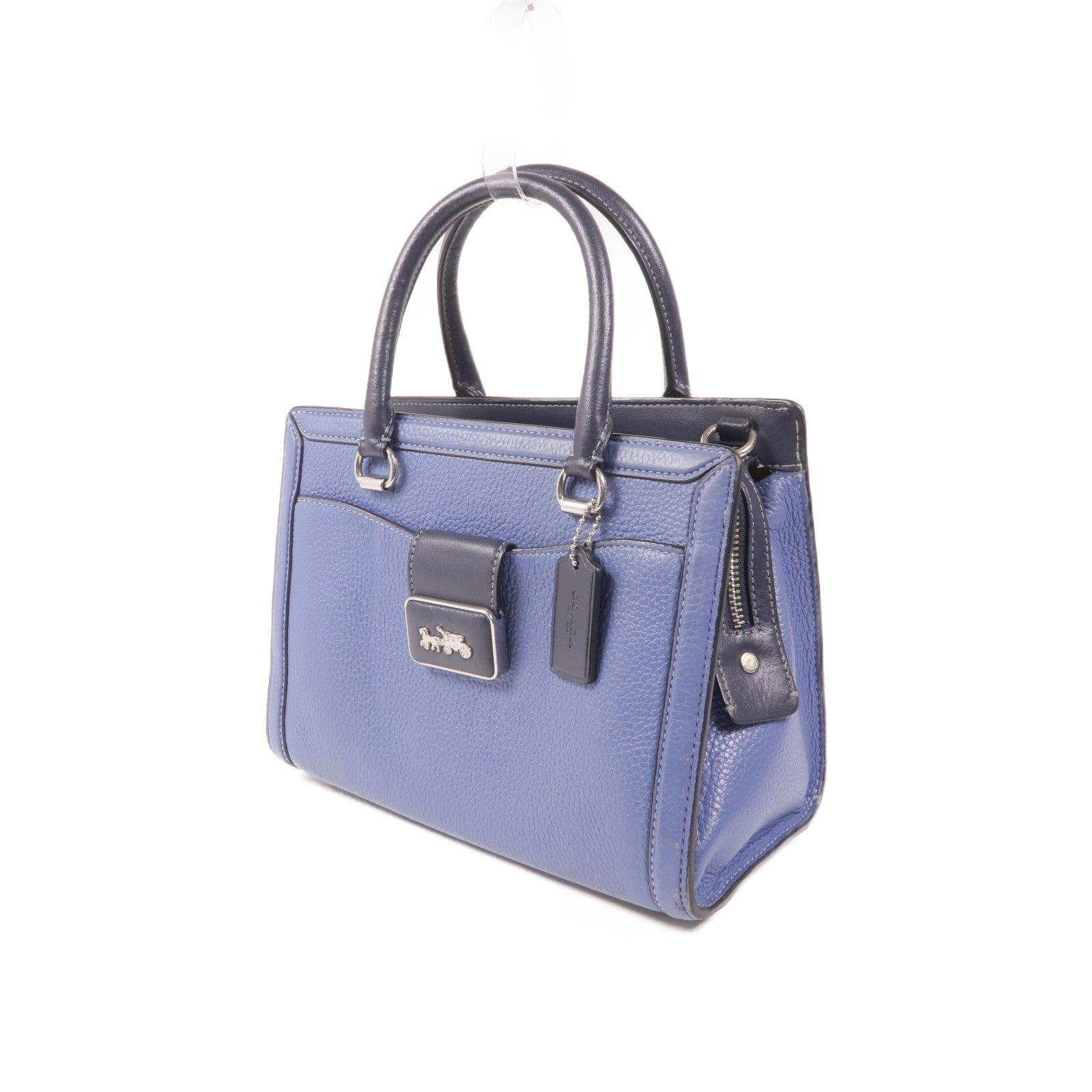 COACH 牛皮皮革2 Way Shoulder銀扣手挽肩背兩用袋