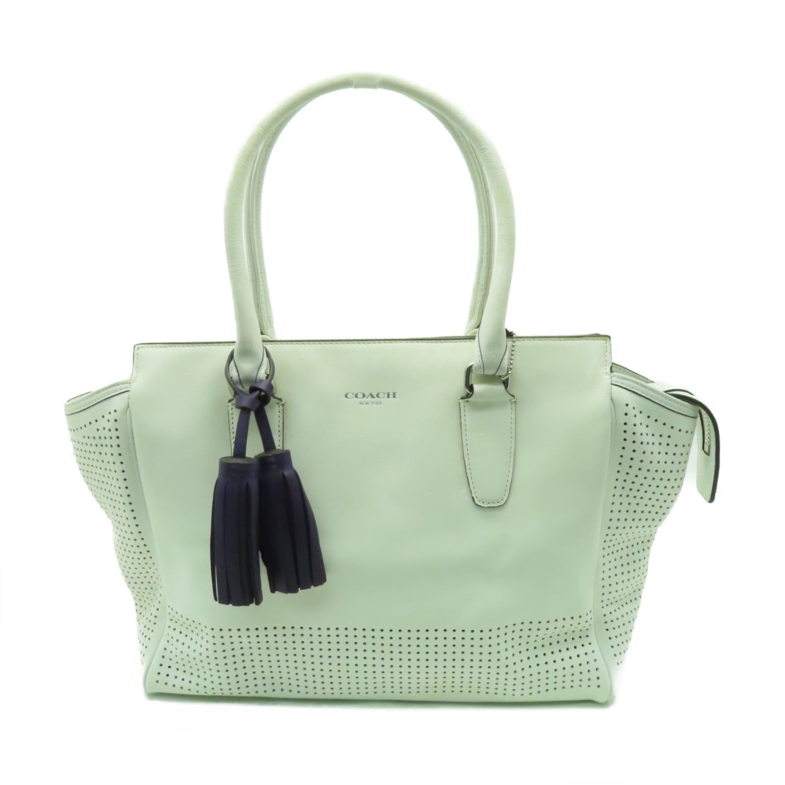 COACH 【激減優惠】牛皮皮革Shoulder Bag銀扣肩背袋白色