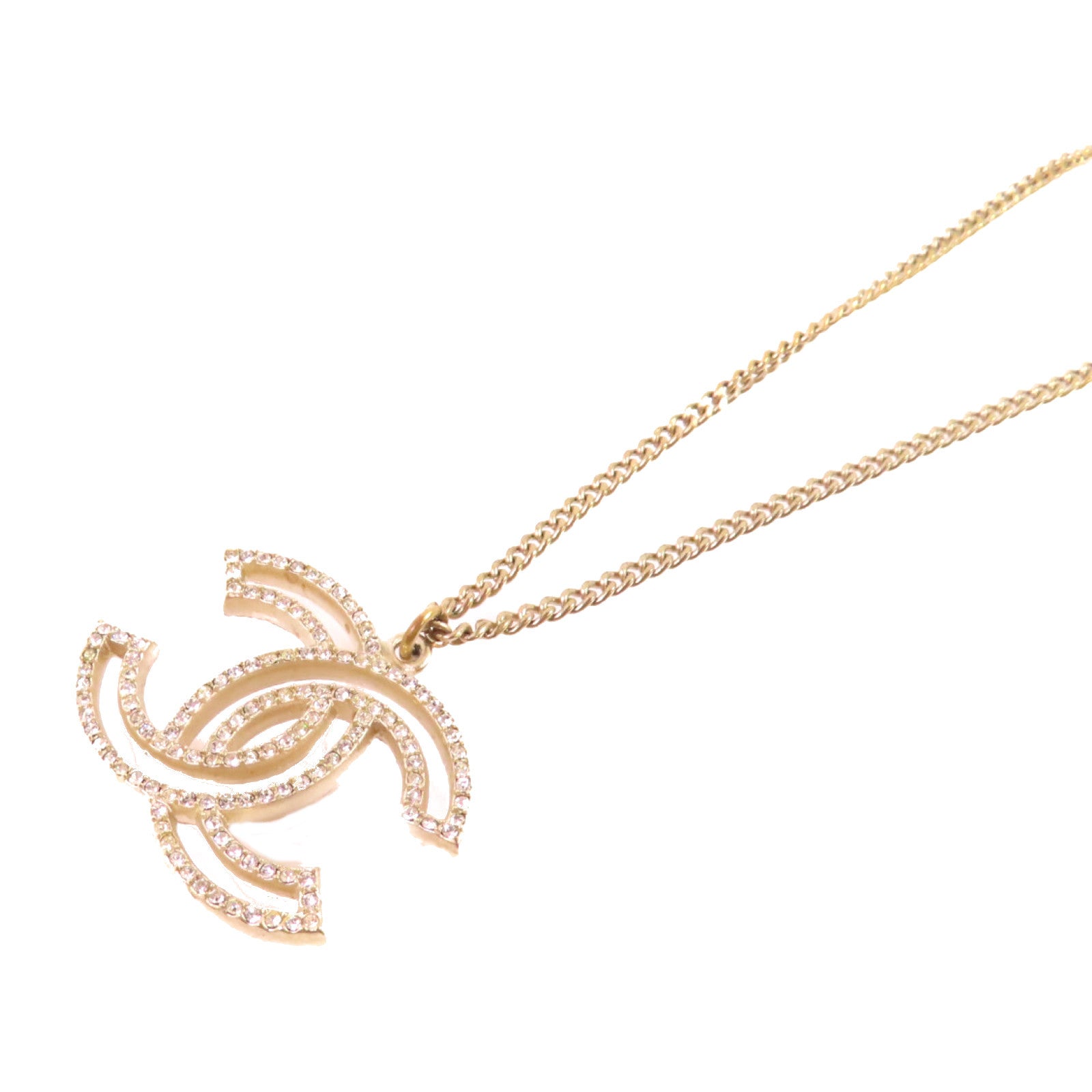 CHANEL 金屬/水鑽CC Necklace金扣項鏈金色