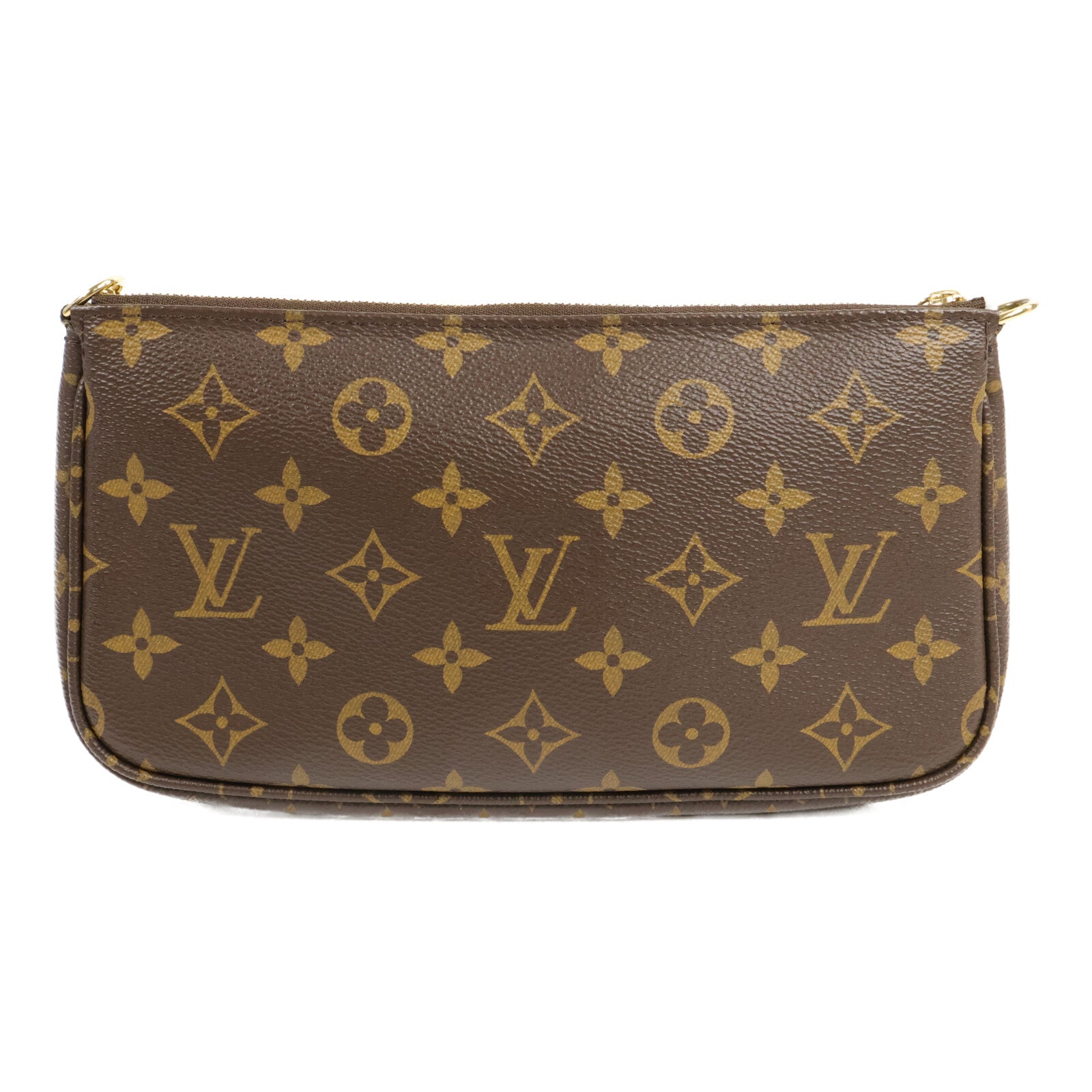 LOUIS VUITTON Monogram Multi Pochette Accessoires金扣手挽肩背兩用袋棕色