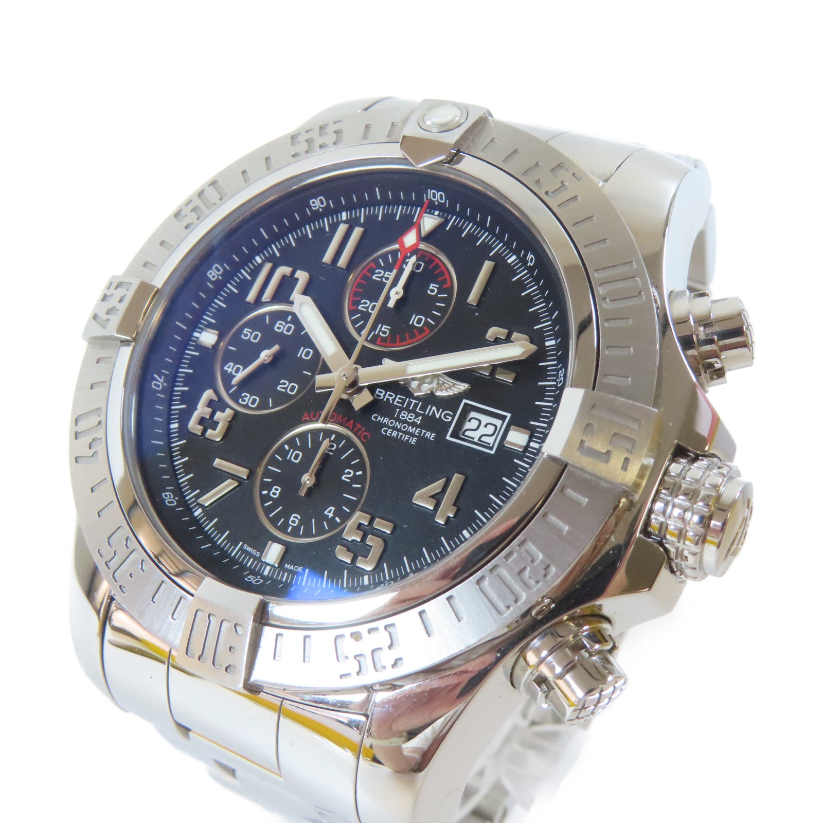 BREITLING Super Avenger II不鏽鋼手錶自動機芯黑色