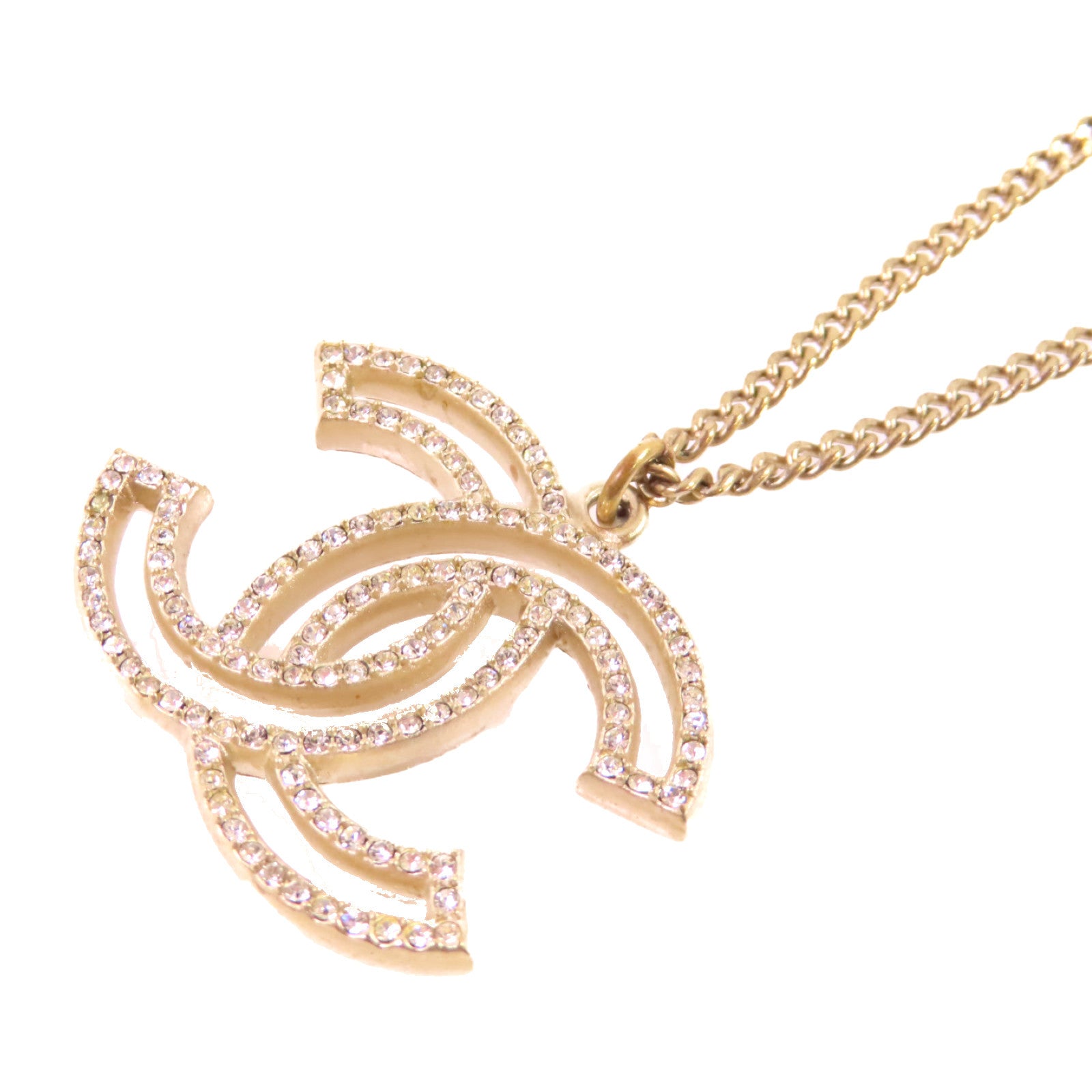 CHANEL 金屬/水鑽CC Necklace金扣項鏈金色