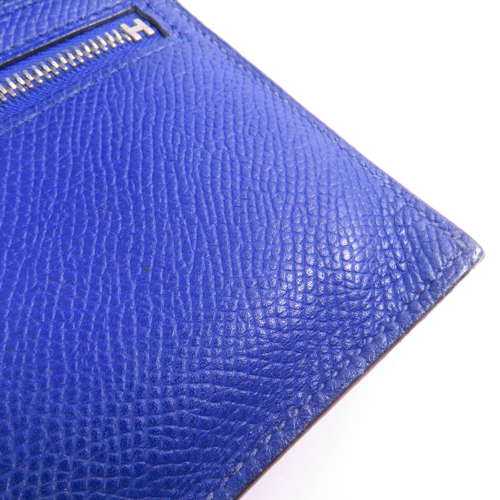HERMES 【激減優惠】Epsom皮革Bearn Long Wallet銀扣長錢包Bleu Electrique