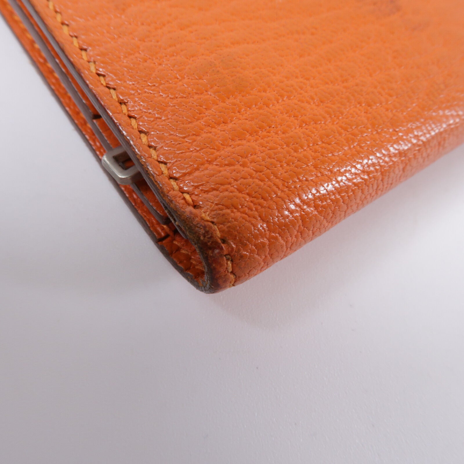 HERMES Chevre皮革Bearn Long Wallet銀包Feu