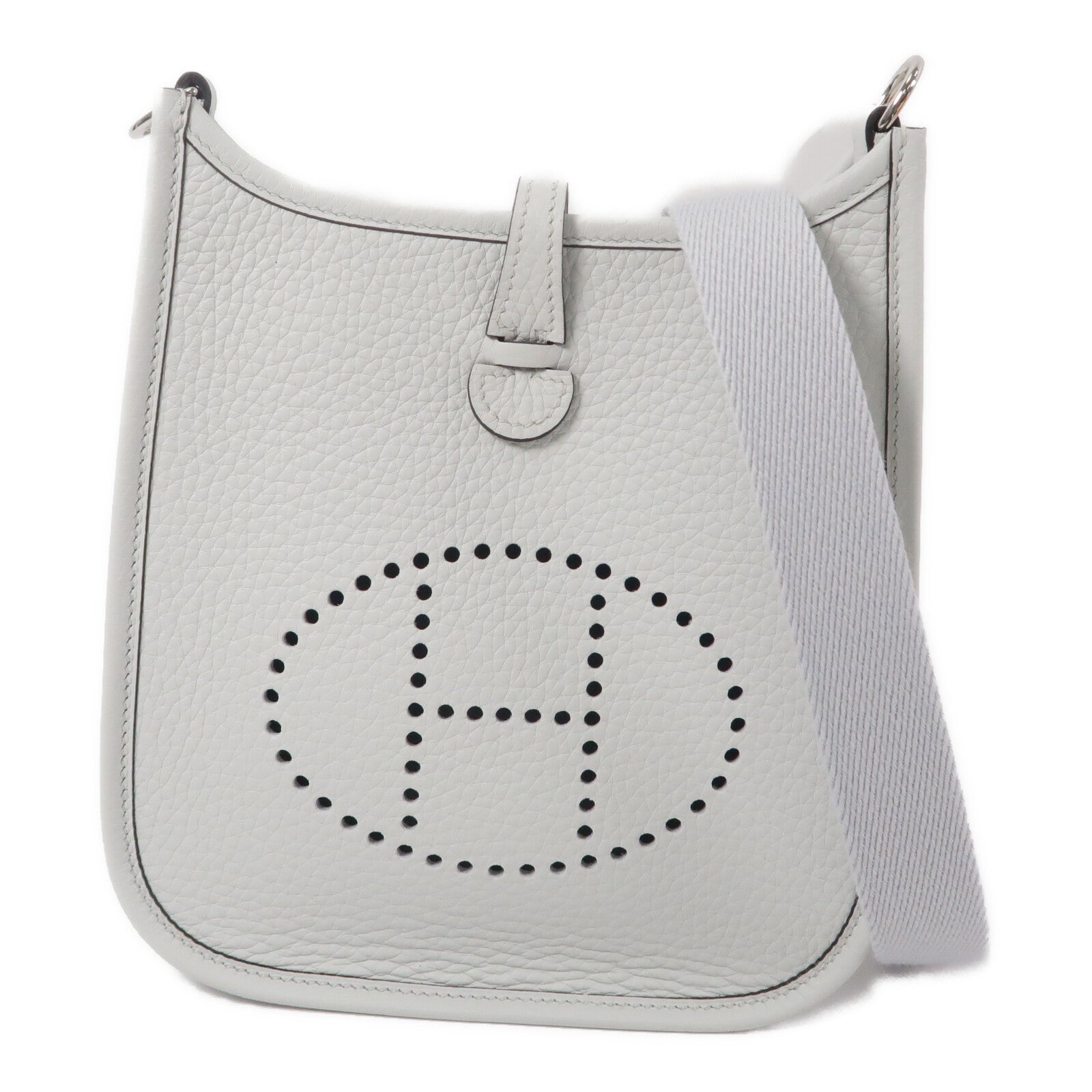 HERMES Clemence皮革Mini Evelyne手挽肩背兩用袋Gris Platine