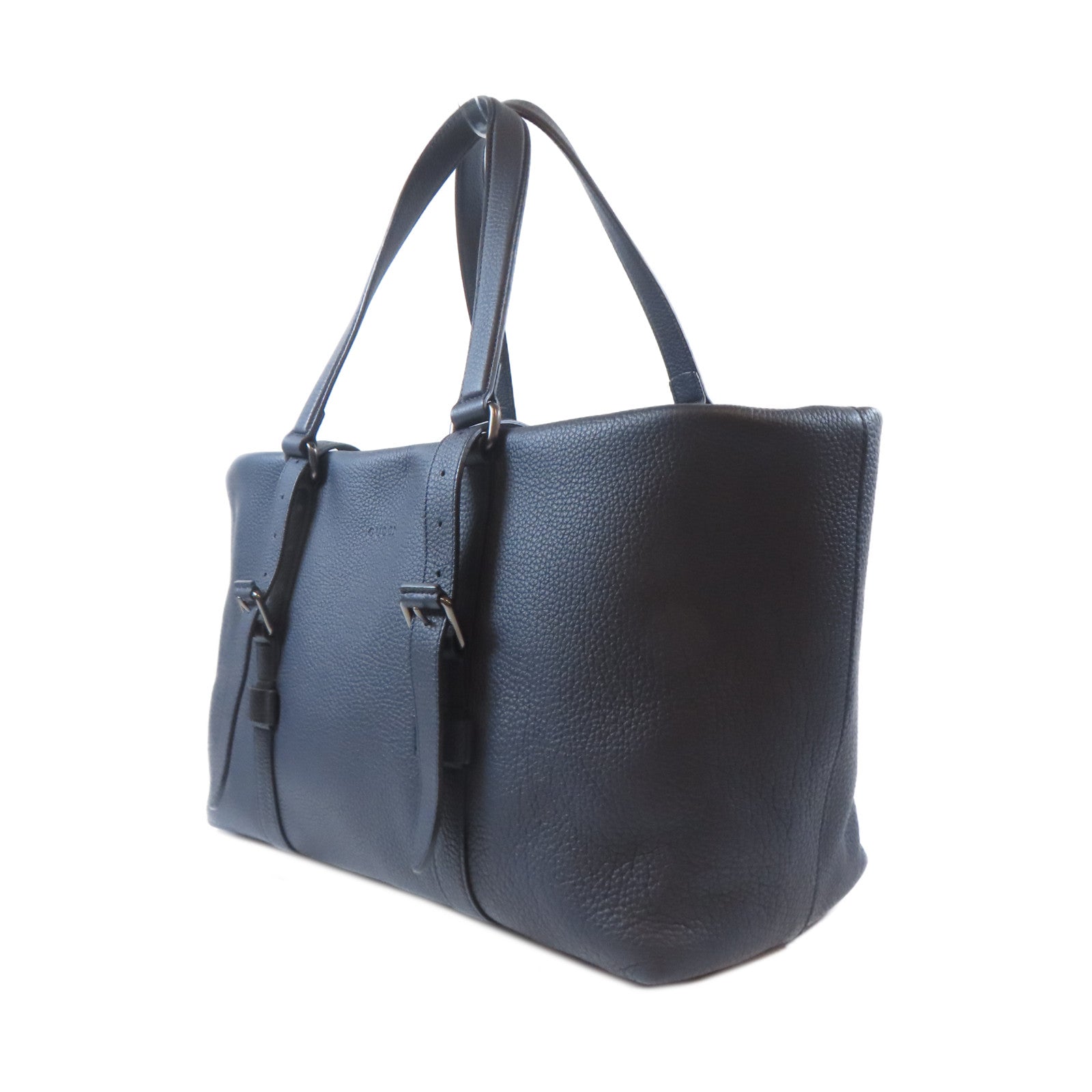 GUCCI 【激減優惠】牛皮皮革Tote Bag銀扣手挽袋深藍色