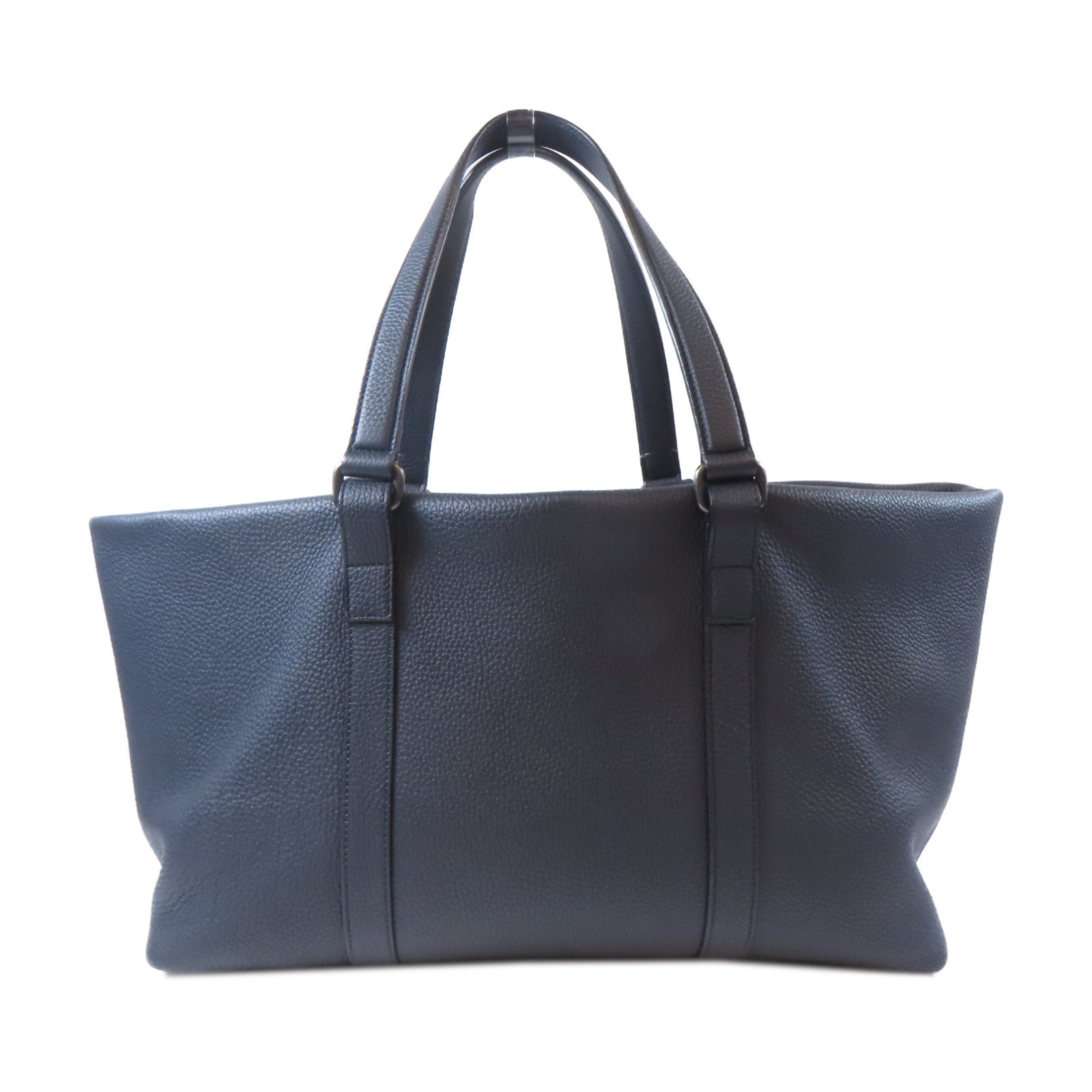 GUCCI 【激減優惠】牛皮皮革Tote Bag銀扣手挽袋深藍色