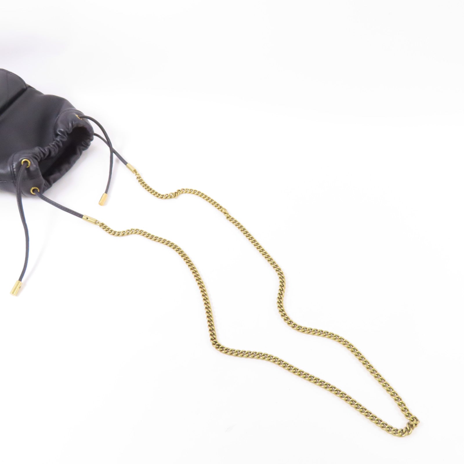 GUCCI GG GHW GG Marmont Mini Bucket Shoulder Chain Bag Calfskin Leather Black