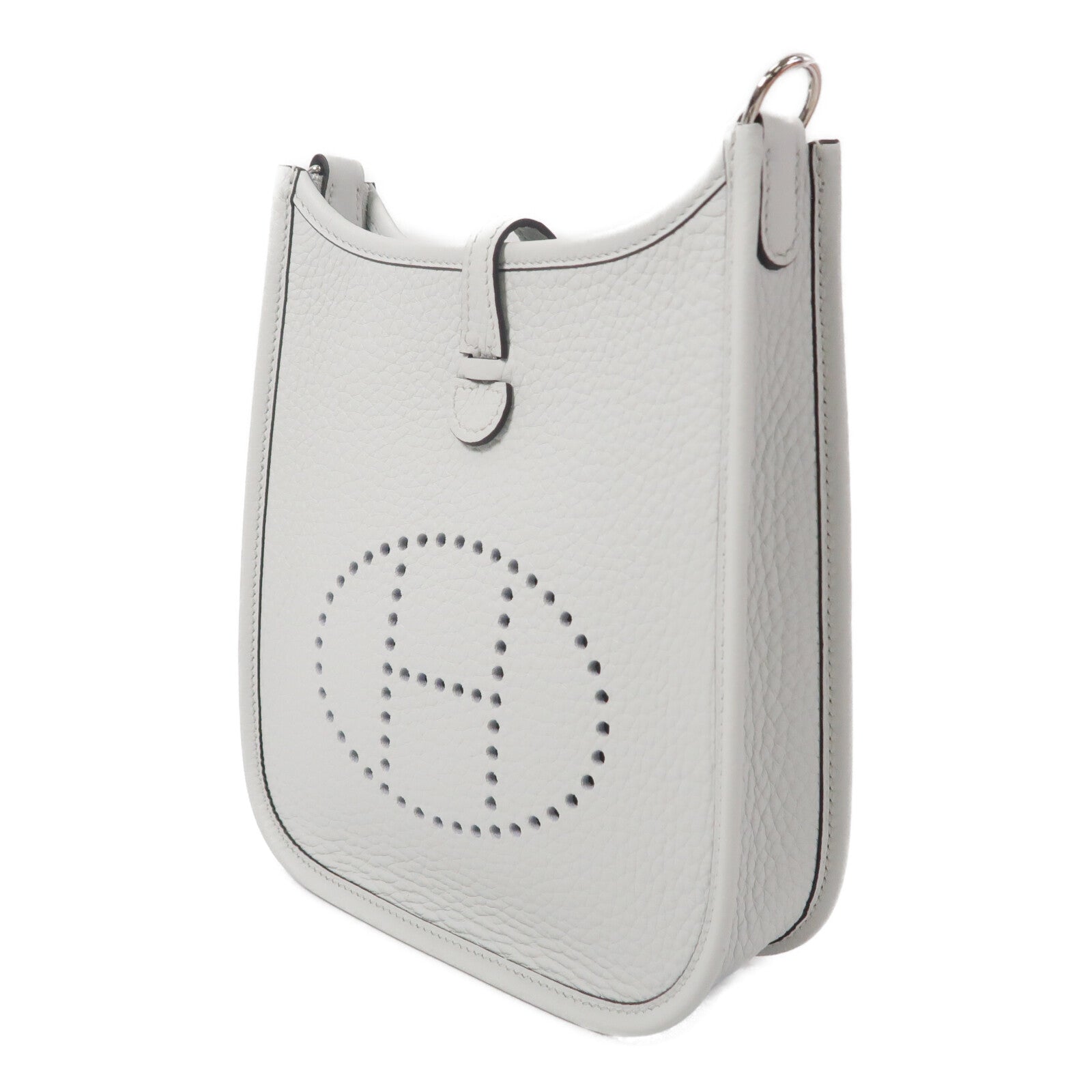 HERMES Clemence皮革Mini Evelyne手挽肩背兩用袋Gris Platine