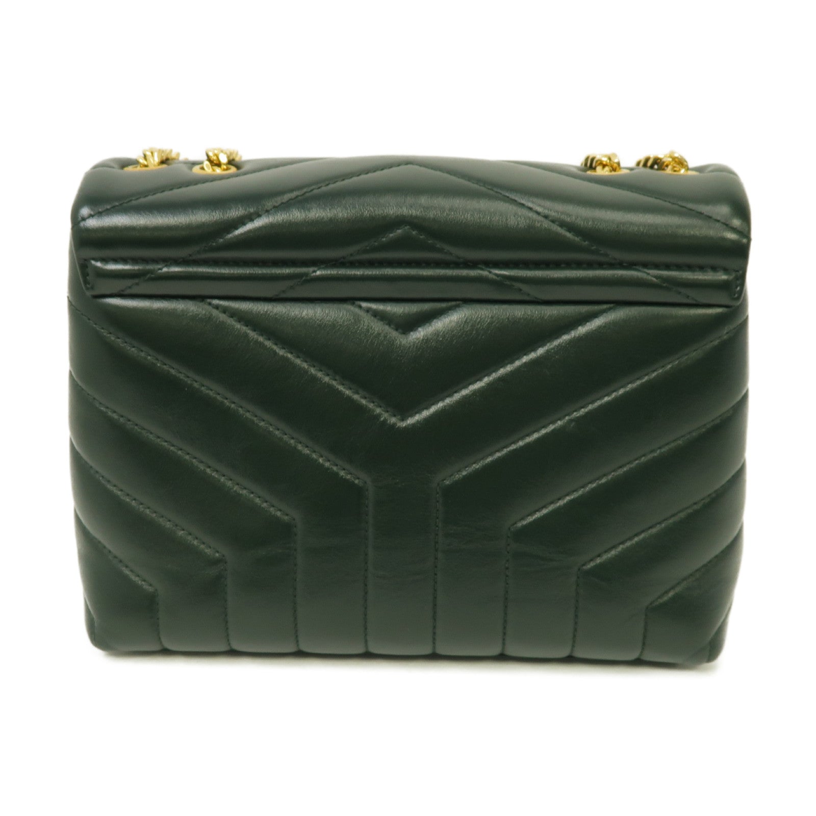 YVES SAINT LAURENT 【激減優惠】牛皮皮革Chain Shoulder Bag金扣鏈帶肩背袋深綠色