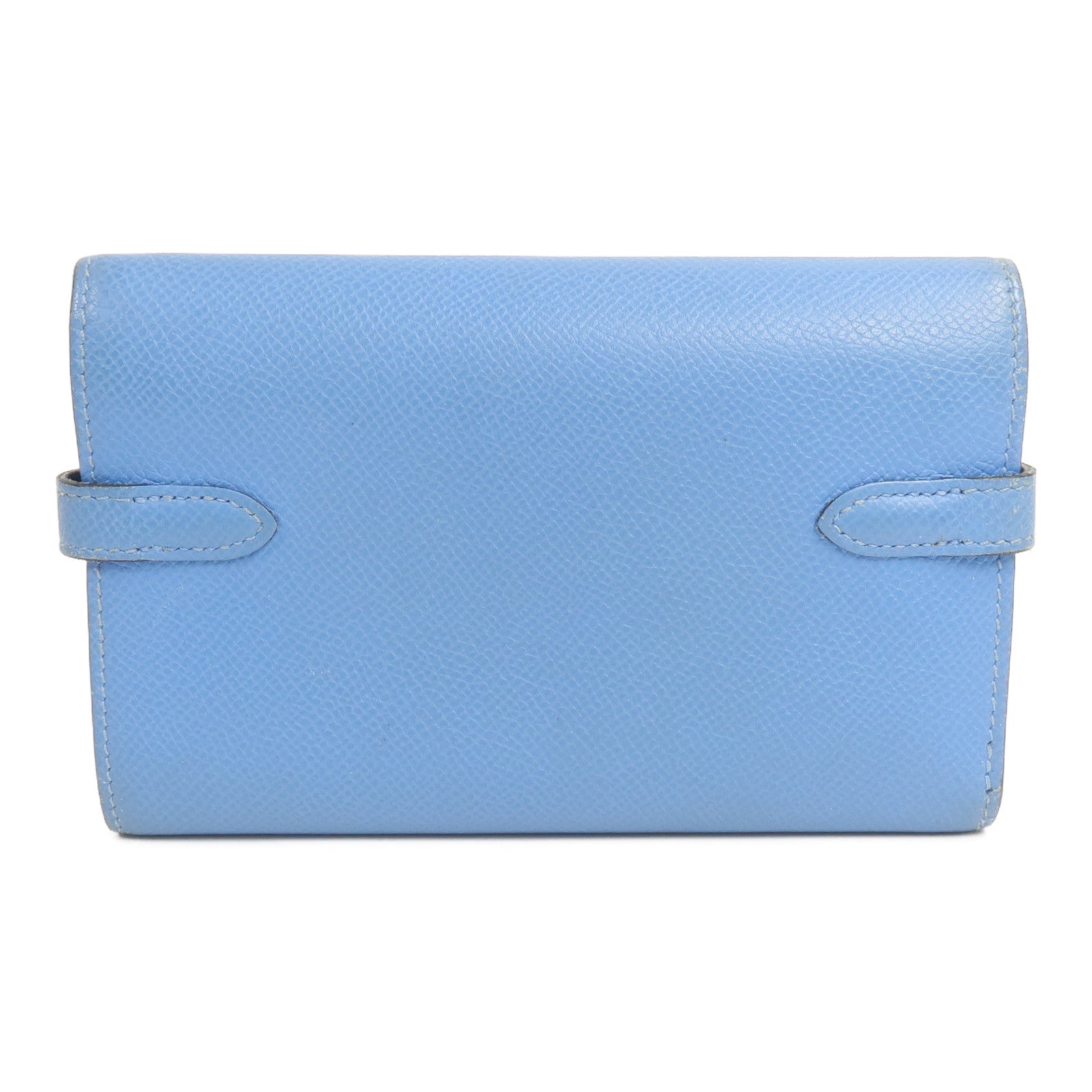HERMES Epsom皮革Kelly Compact Wallet長錢包Bleu Paradis