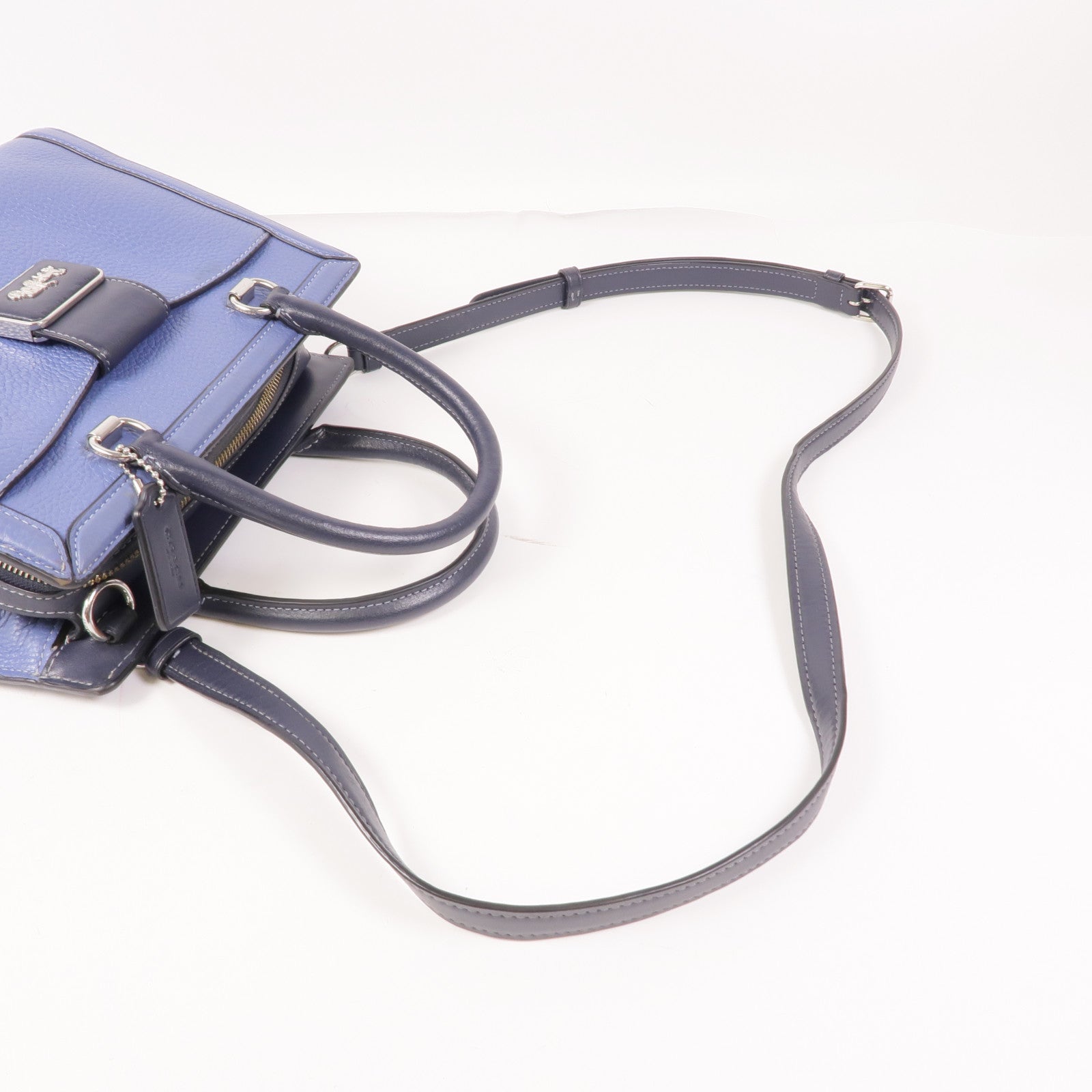 COACH 牛皮皮革2 Way Shoulder銀扣手挽肩背兩用袋