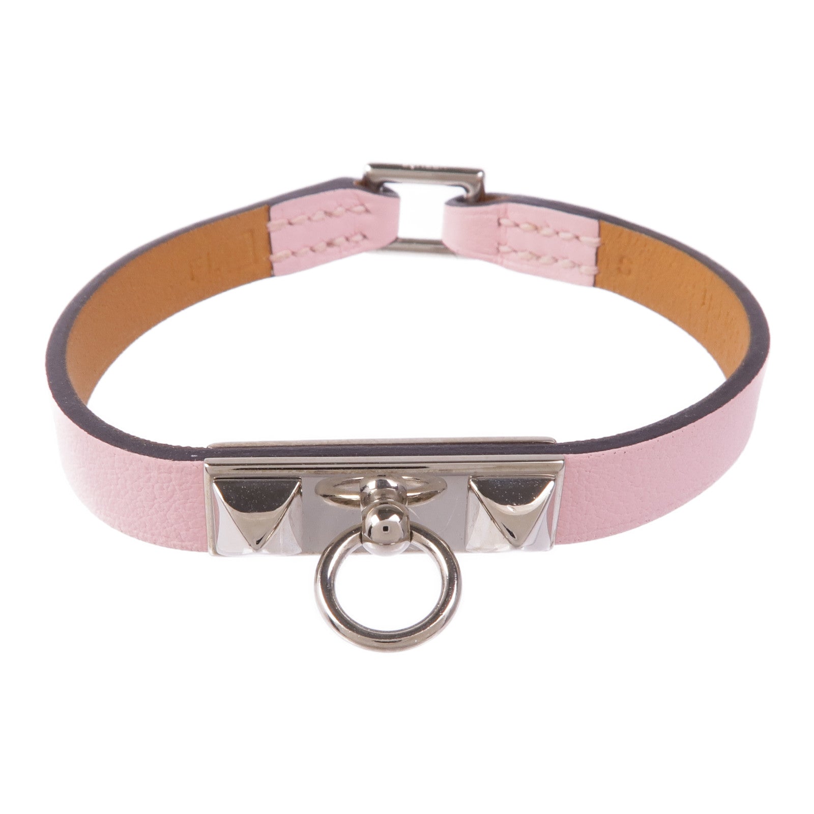HERMES Swift皮革Rivale Mini Bracelet銀扣手帶