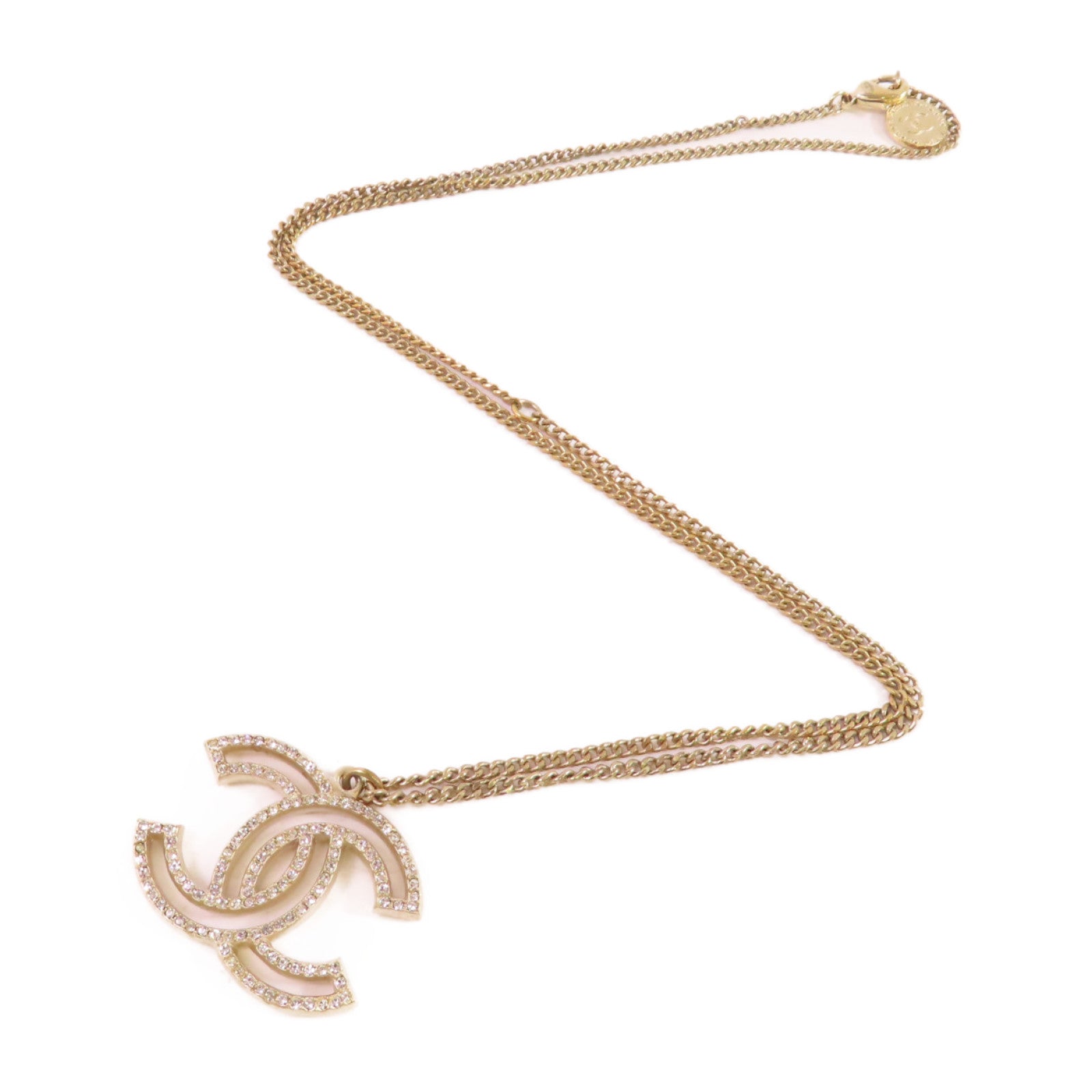 CHANEL 金屬/水鑽CC Necklace金扣項鏈金色