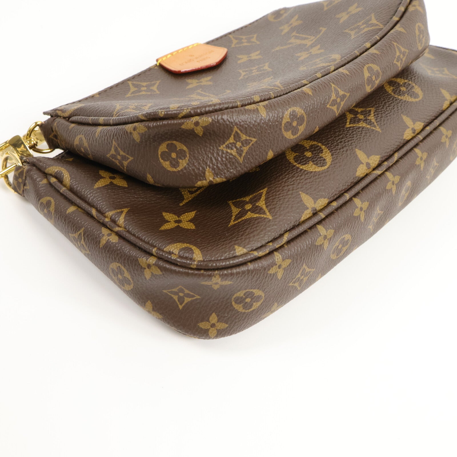 LOUIS VUITTON Monogram Multi Pochette Accessoires金扣手挽肩背兩用袋棕色