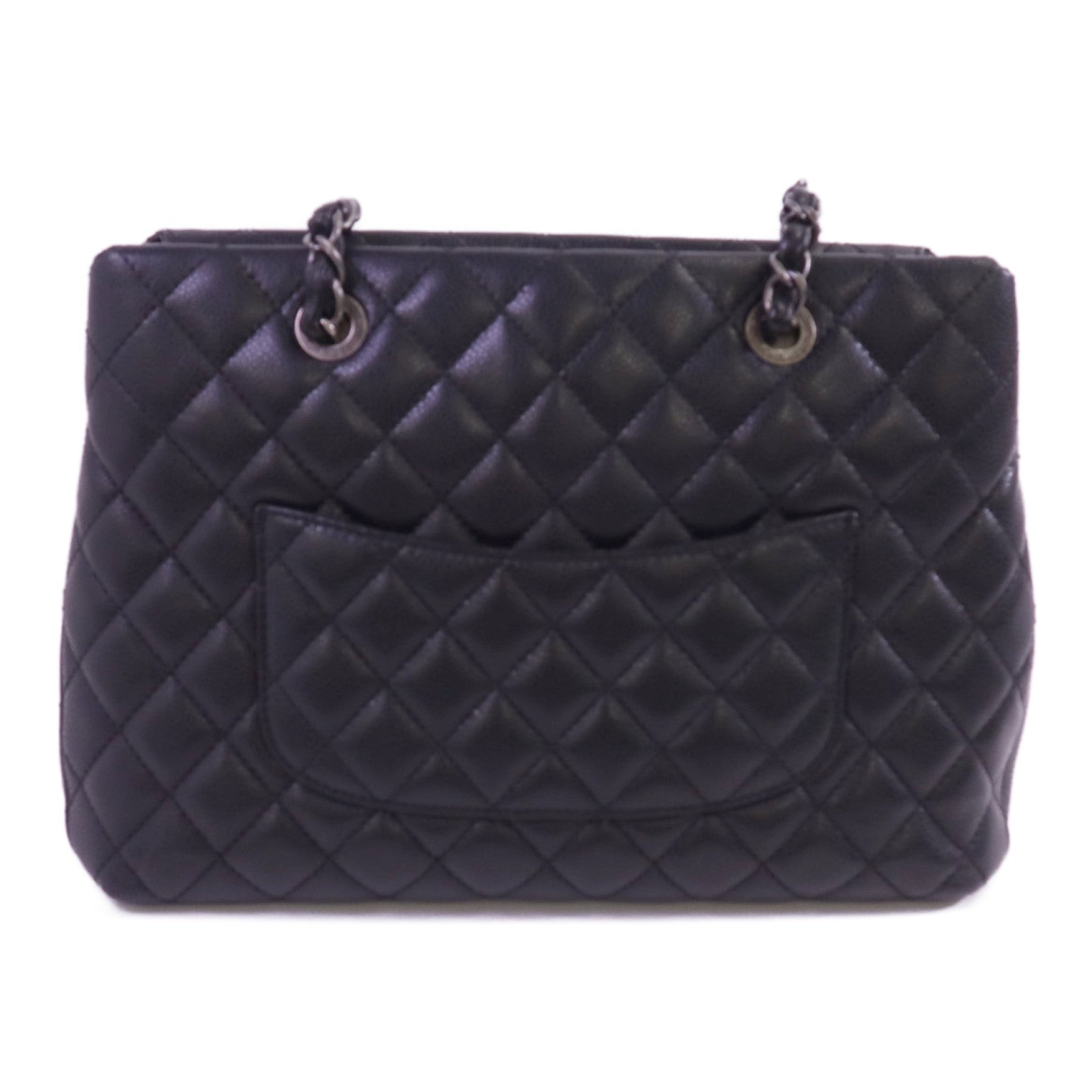 CHANEL 牛皮皮革Tote Bag銀扣鏈帶肩背袋