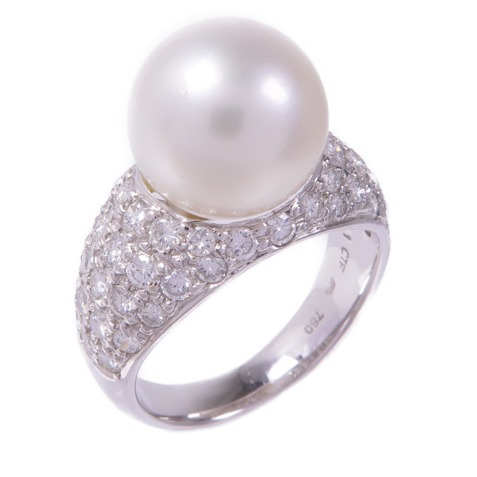 JEWELRY 【激減優惠】18K白金Pearl Diamond Ring珍珠/鑽石戒指US#5