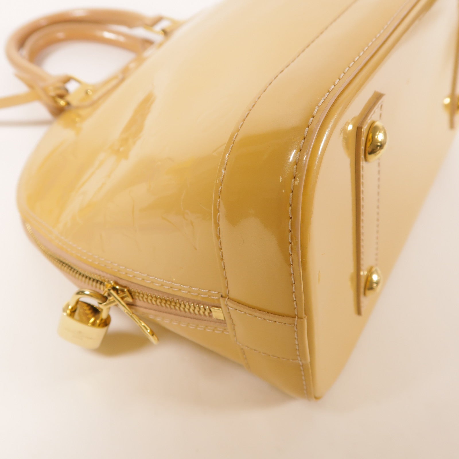 LOUIS VUITTON LV GHW Vernis Alma Pm Handbag Patent Leather M91583 Yellow