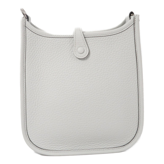 HERMES Clemence皮革Mini Evelyne手挽肩背兩用袋Gris Platine