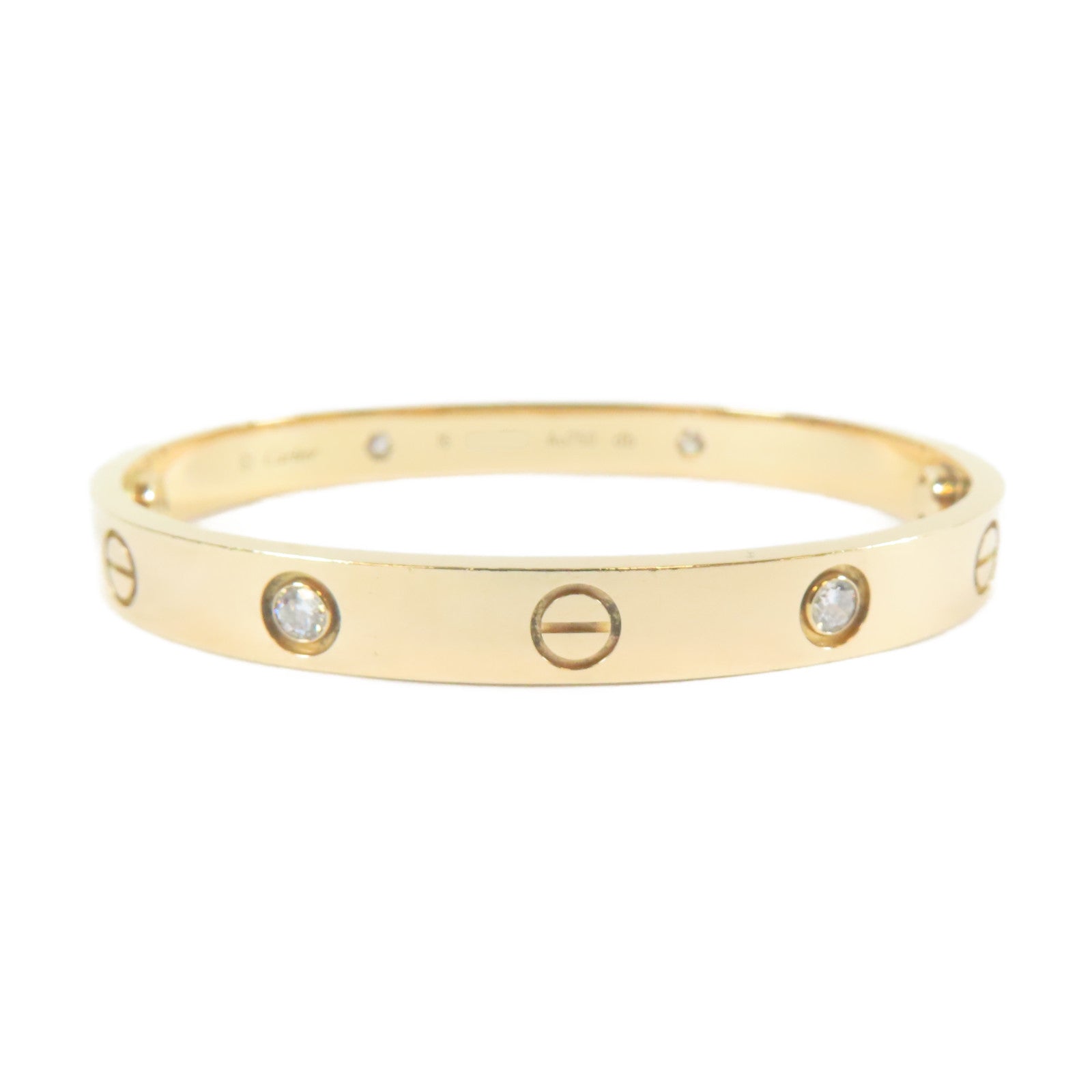 CARTIER 18K黃金Love Bracelet 4 Diamond手鐲Cartier#16/#15cm
