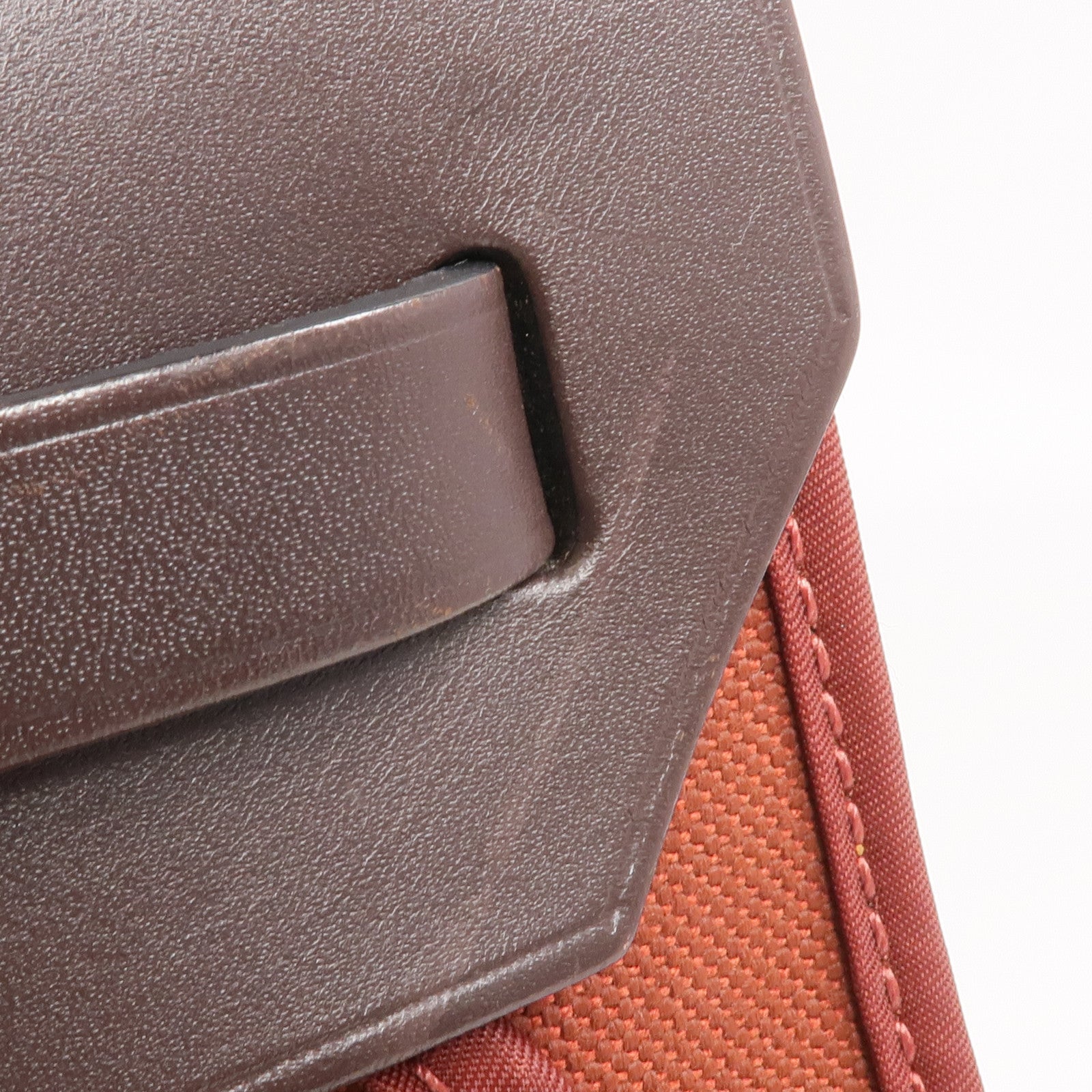 HERMES 帆布/皮革Herbag PM銀扣手挽肩背兩用袋Rouge Garance