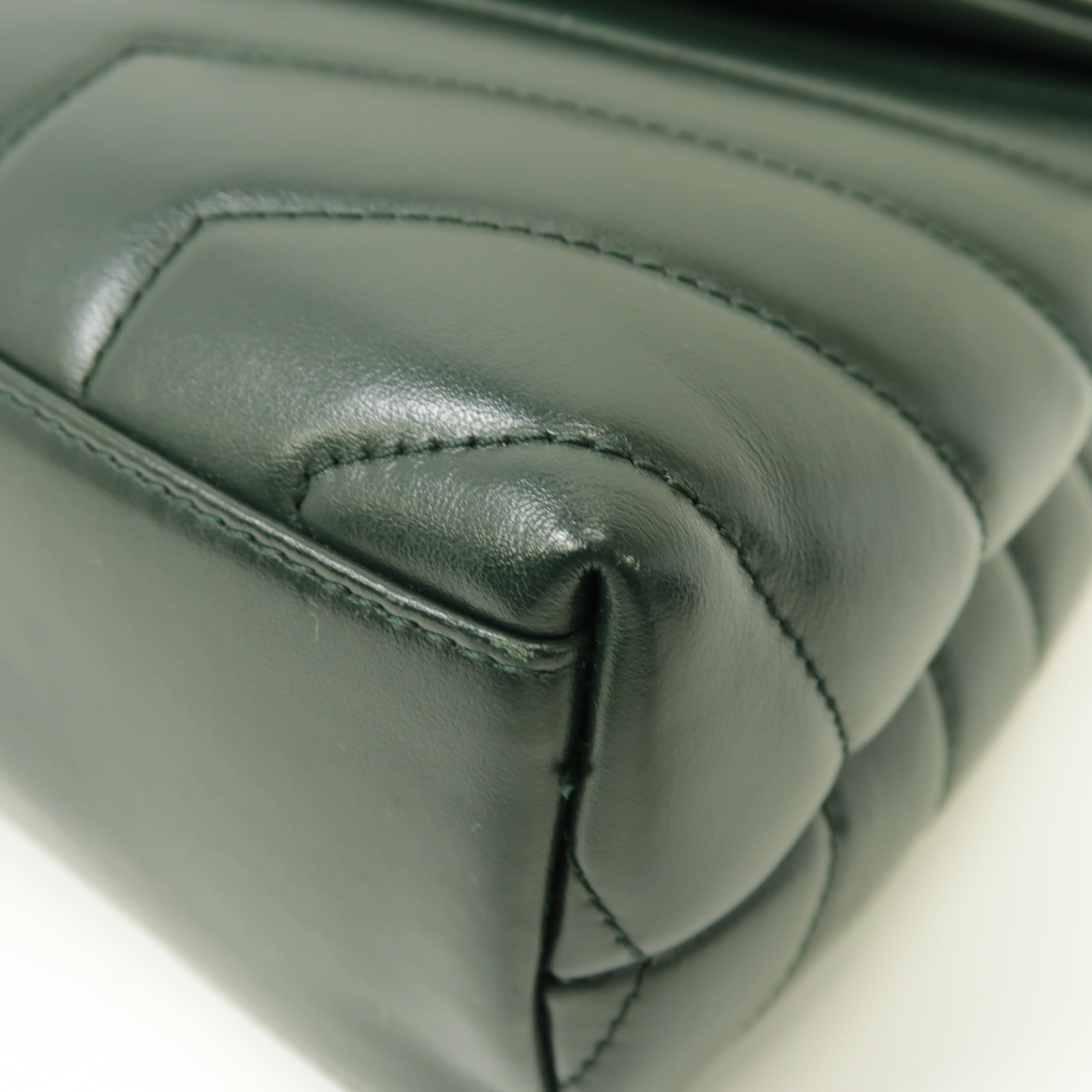 YVES SAINT LAURENT 【激減優惠】牛皮皮革Chain Shoulder Bag金扣鏈帶肩背袋深綠色