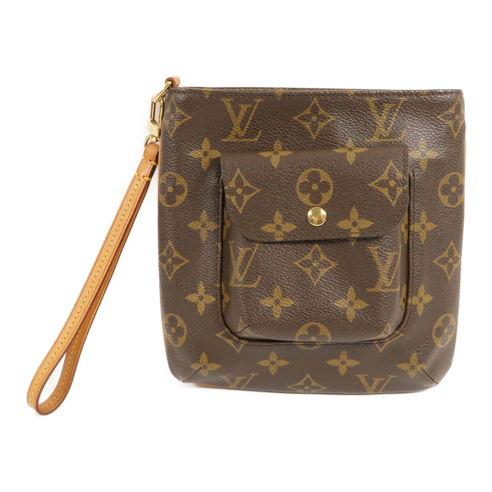LOUIS VUITTON Monogram Particion金扣手拿包棕色