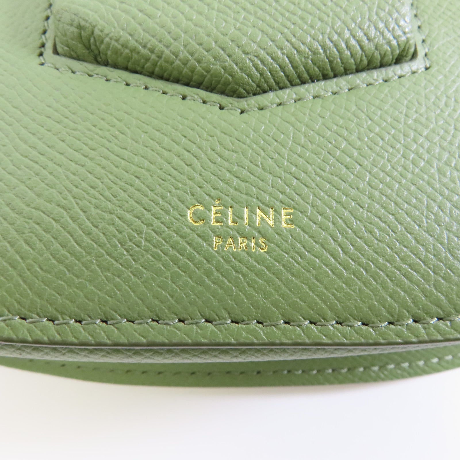 CELINE 牛皮皮革Troutteur Bag金扣肩背袋綠色
