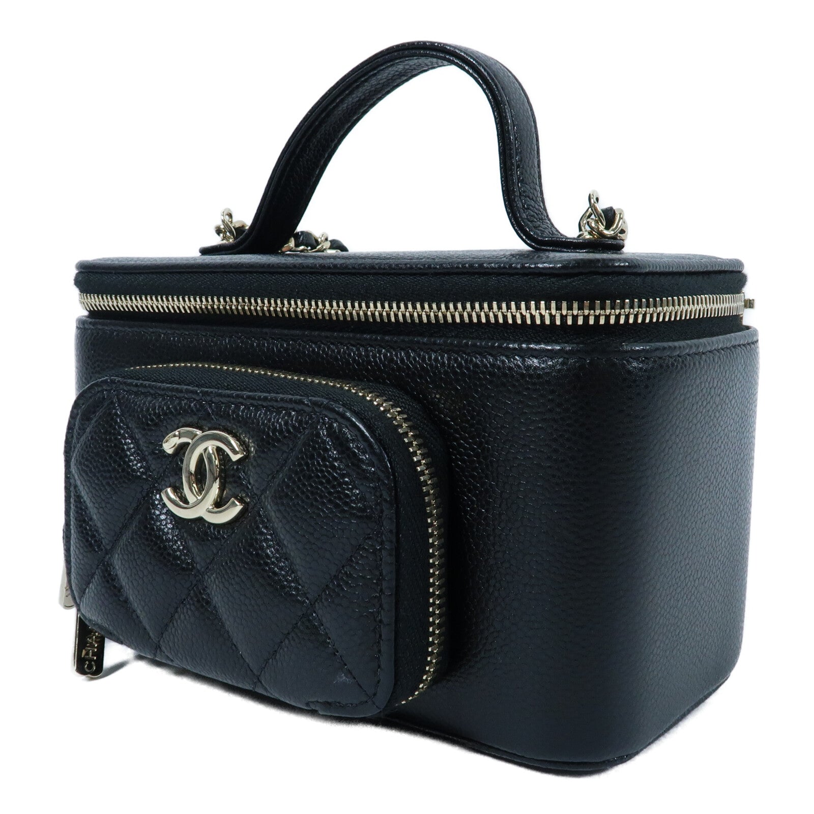 CHANEL 牛皮皮革Vanity Case鏈帶手挽肩背兩用袋
