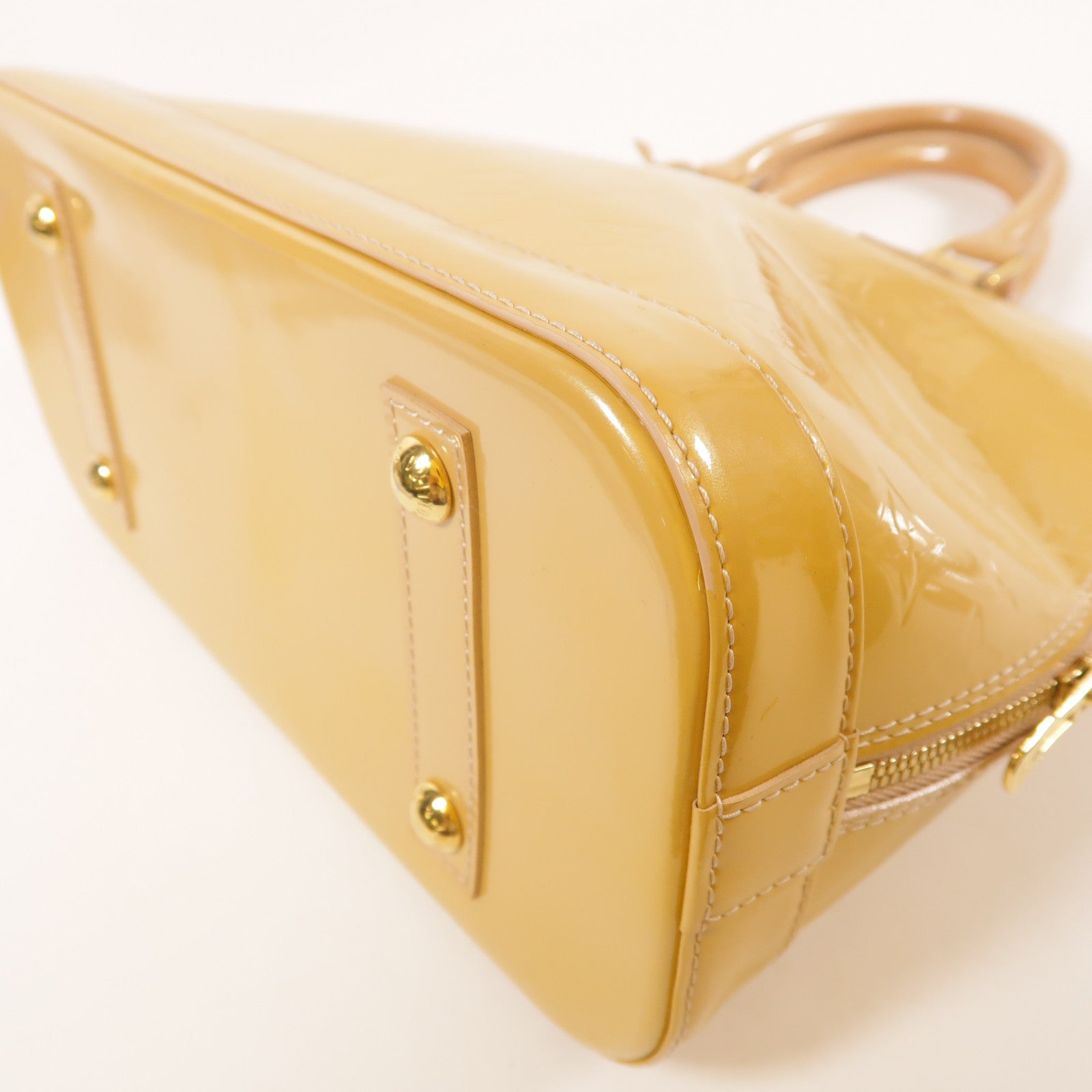 LOUIS VUITTON LV GHW Vernis Alma Pm Handbag Patent Leather M91583 Yellow