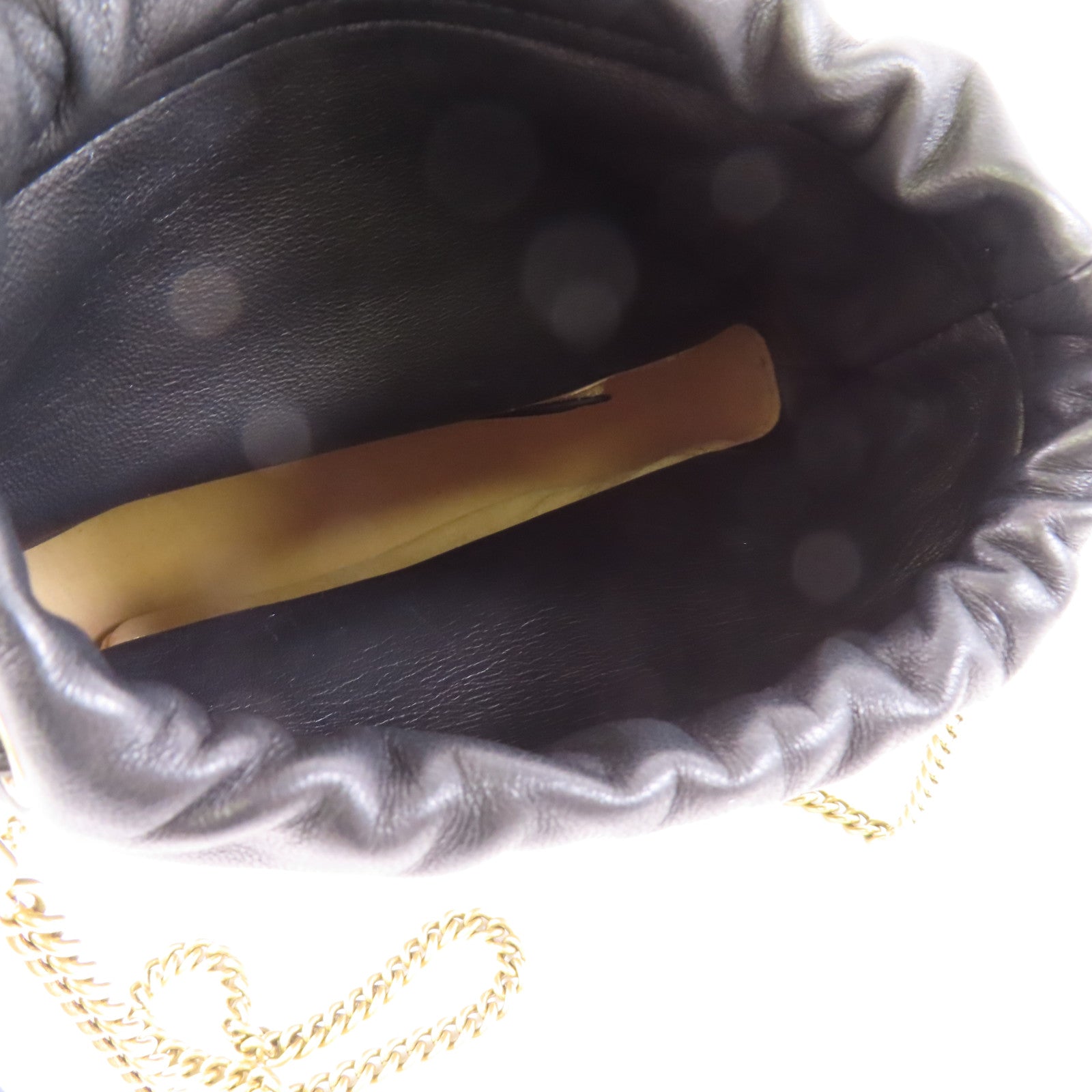 GUCCI GG GHW GG Marmont Mini Bucket Shoulder Chain Bag Calfskin Leather Black