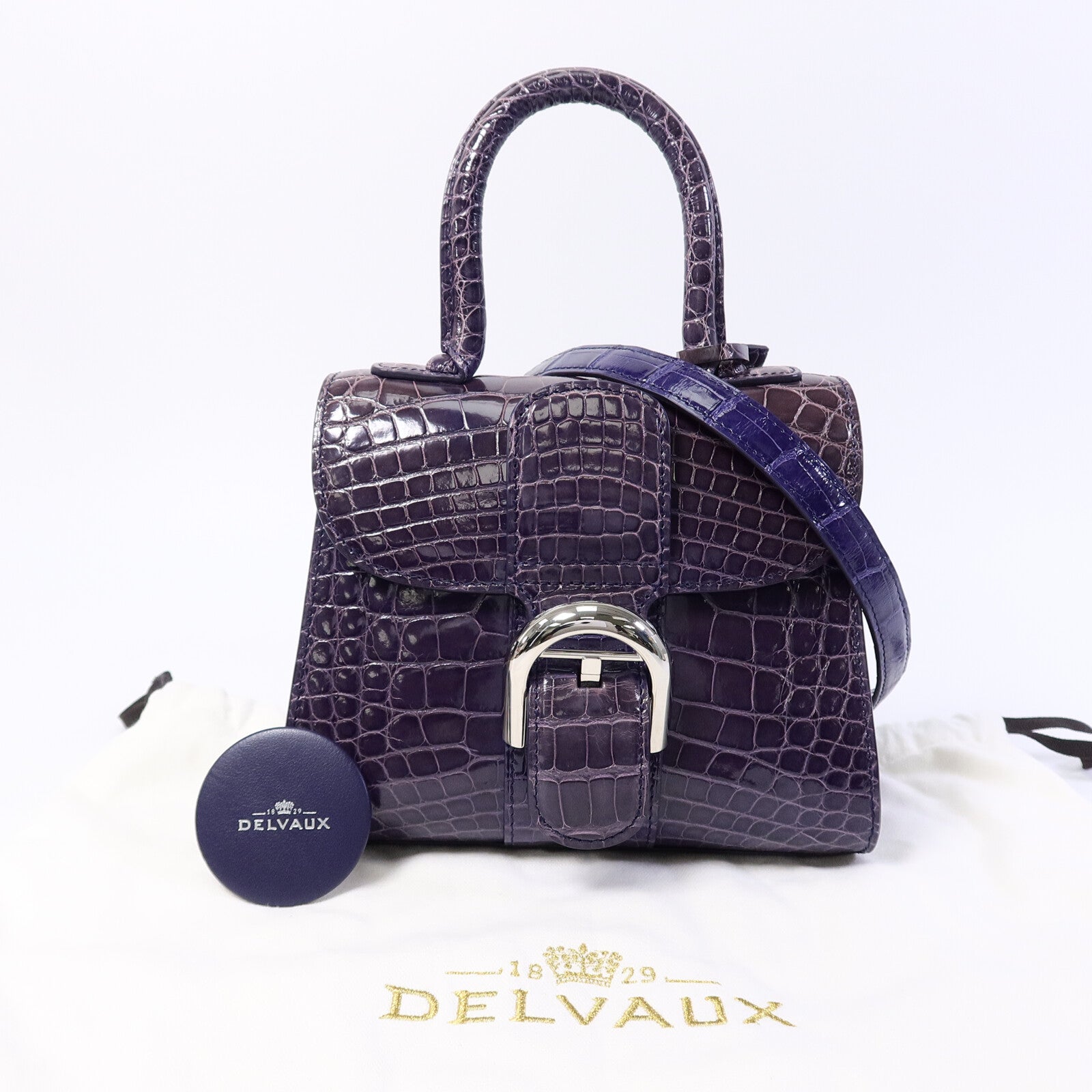 Delvaux 鱷魚皮革Brillant Mini手挽肩背兩用袋