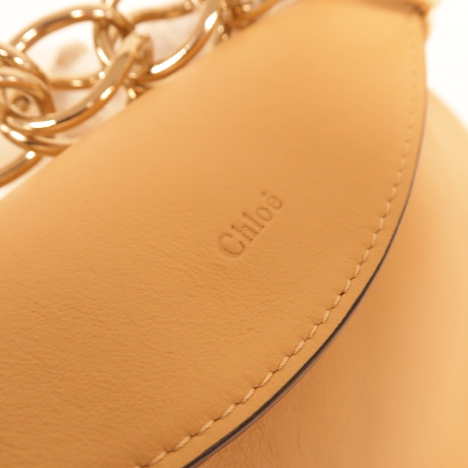 Chloe 【激減優惠】牛皮皮革2way Shoulder Bag金扣手挽肩背兩用袋杏色