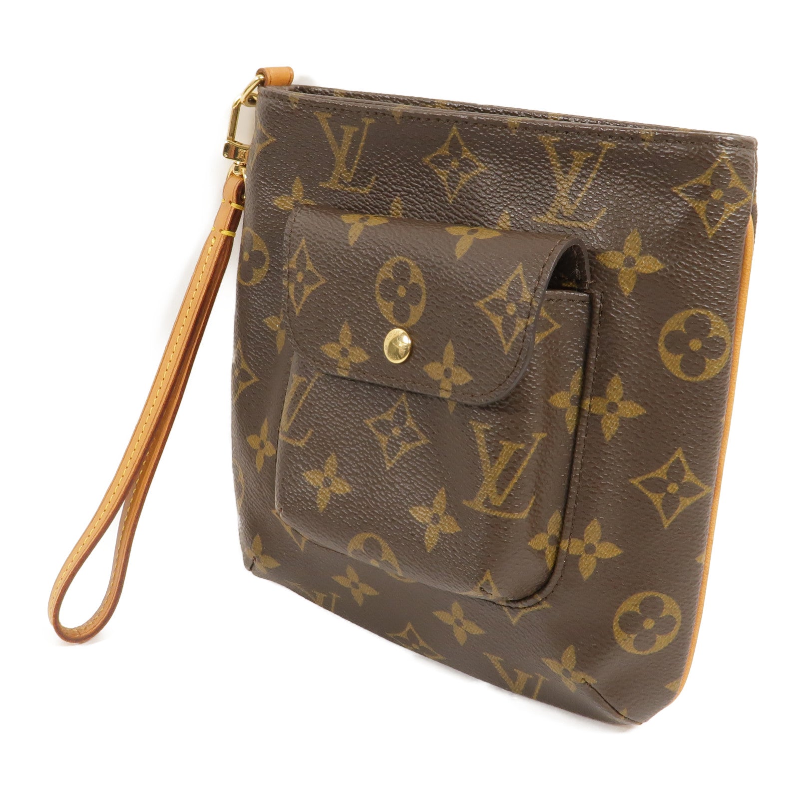 LOUIS VUITTON Monogram Particion金扣手拿包棕色