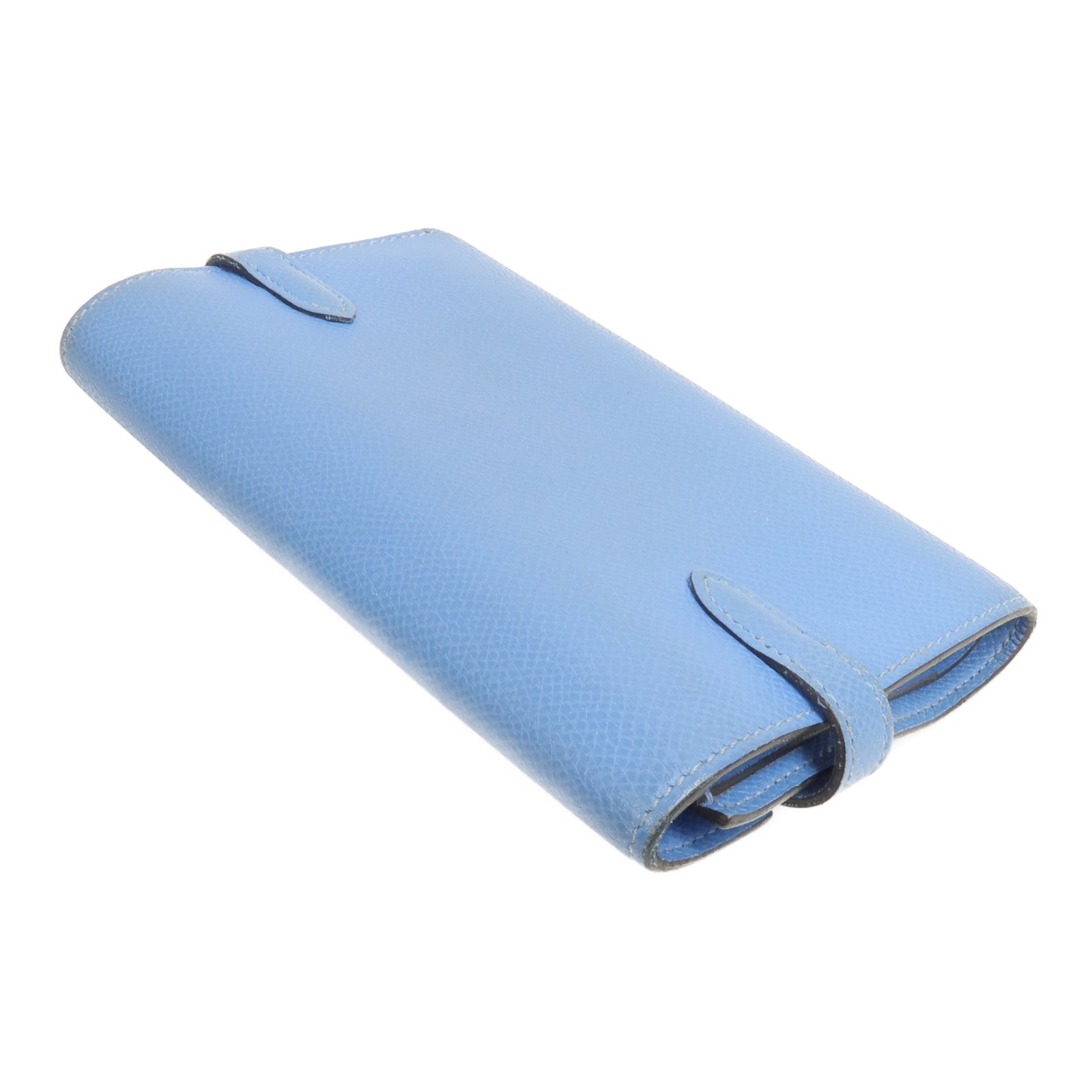 HERMES Epsom皮革Kelly Compact Wallet長錢包Bleu Paradis