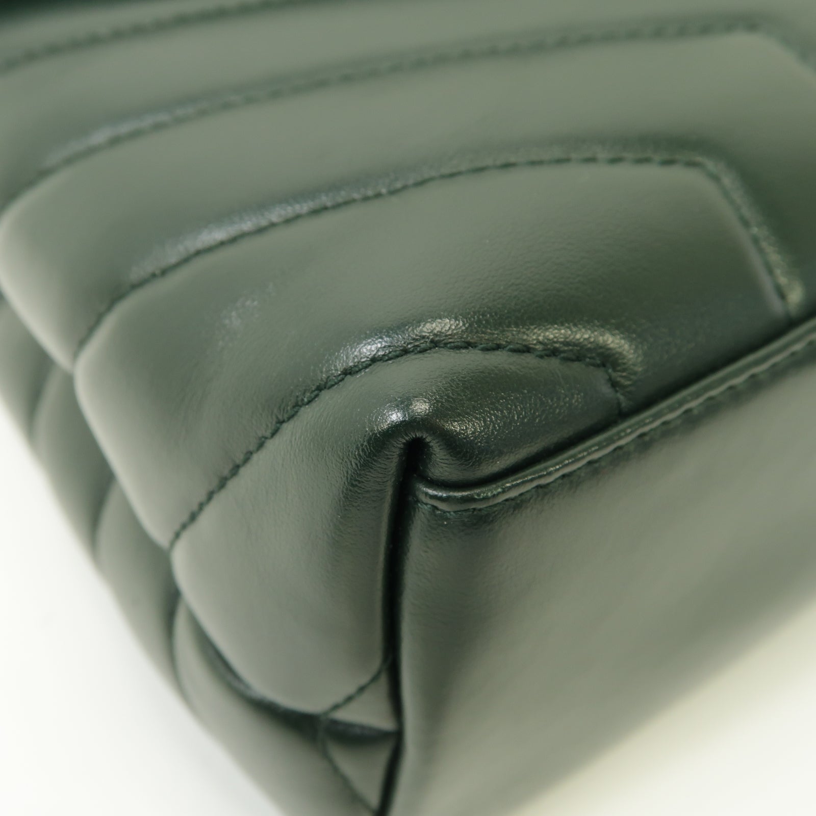 YVES SAINT LAURENT 【激減優惠】牛皮皮革Chain Shoulder Bag金扣鏈帶肩背袋深綠色
