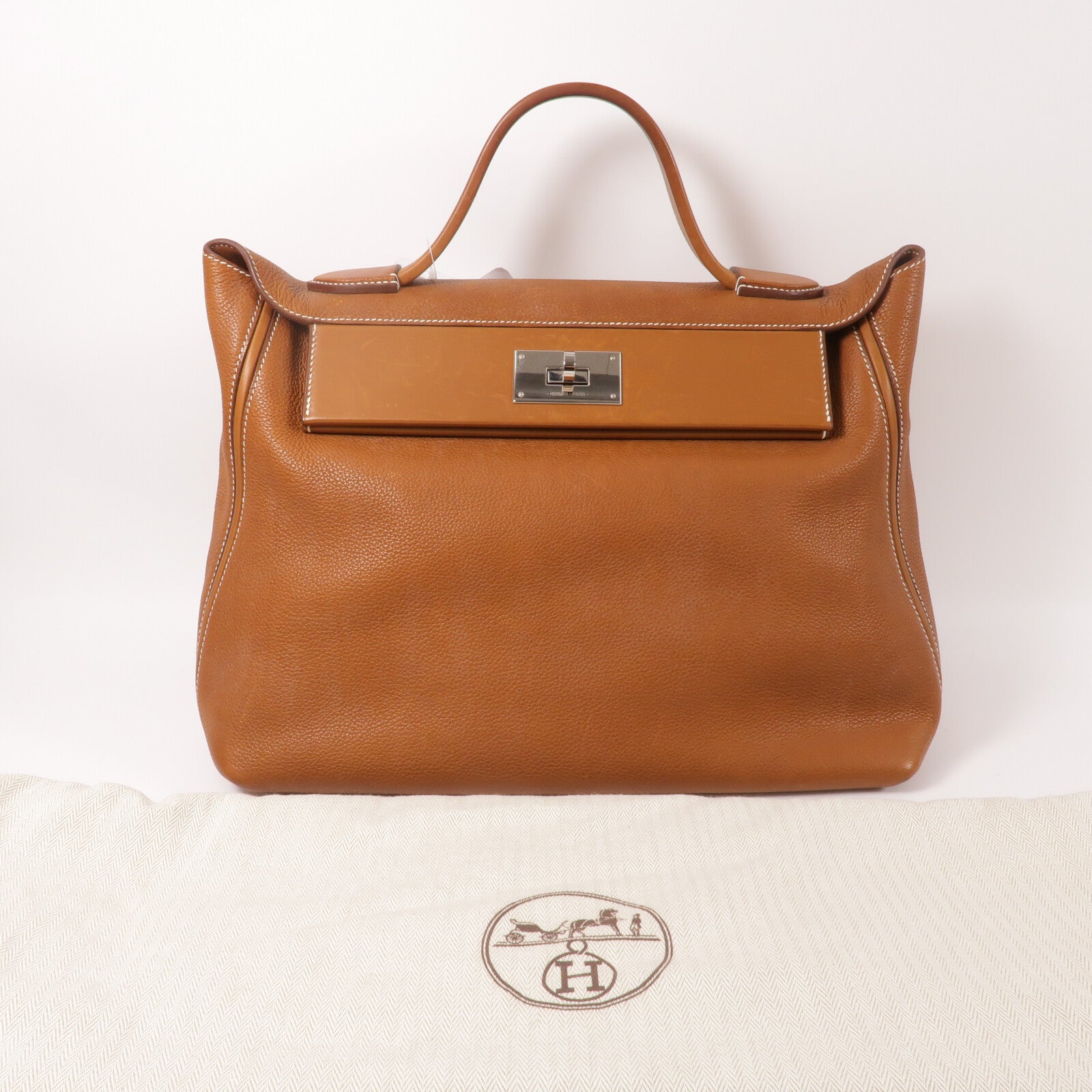 HERMES Barenia皮革24/24 35CM手挽袋Gold