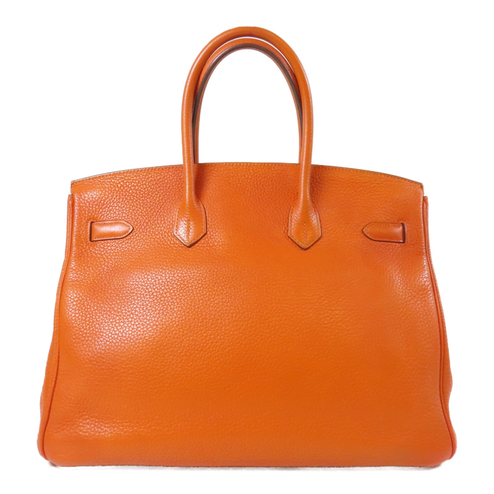 HERMES 牛皮皮革Birkin 35金扣手挽袋橙色