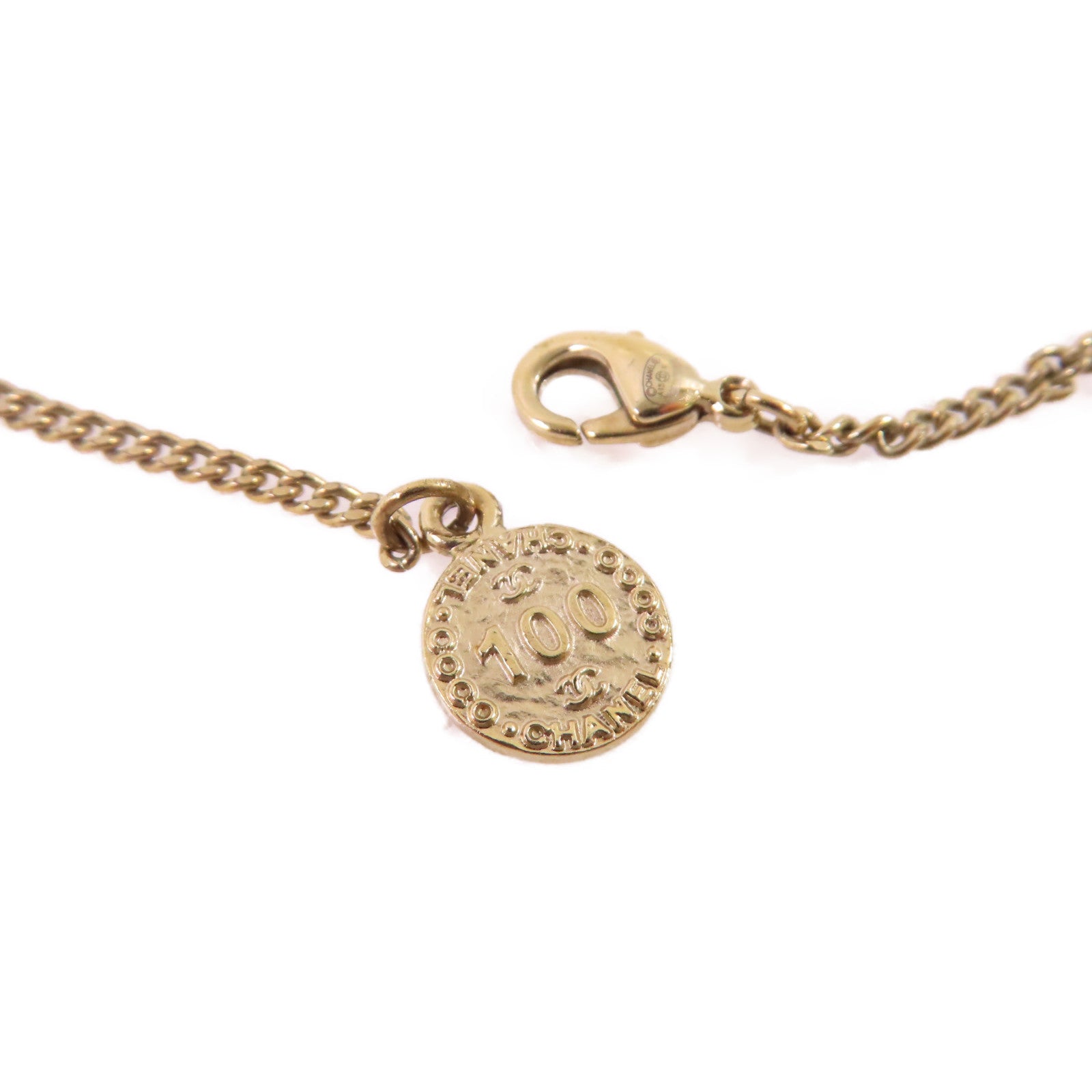 CHANEL 金屬/水鑽CC Necklace金扣項鏈金色