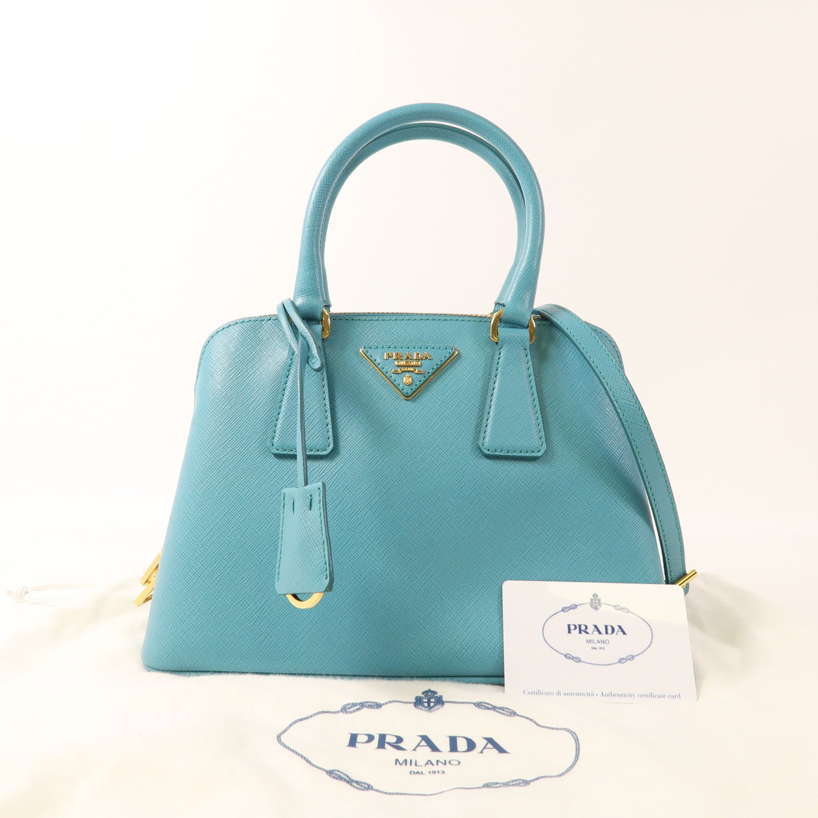 PRADA 牛皮皮革2 Way Shoulder金扣手挽肩背兩用袋