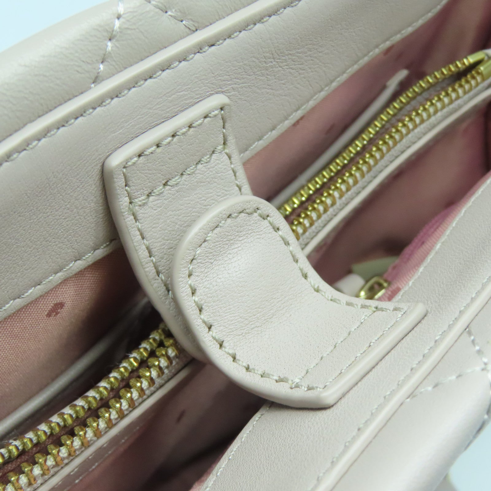 Kate Spade 菱格牛皮皮革Tote Bag銀扣鏈帶肩背袋灰色