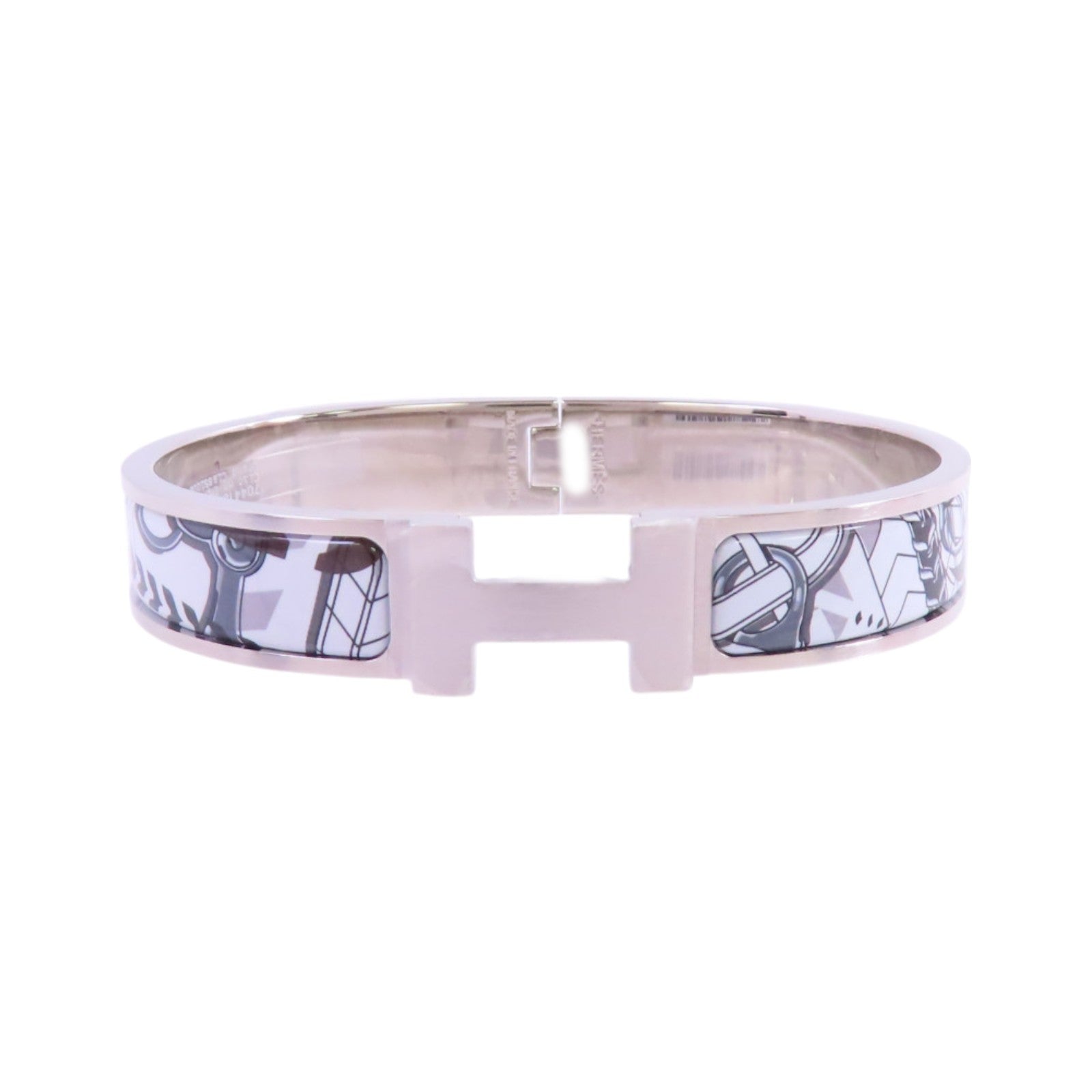 HERMES 金屬/琺瑯Clic H Bracelet銀扣手鐲